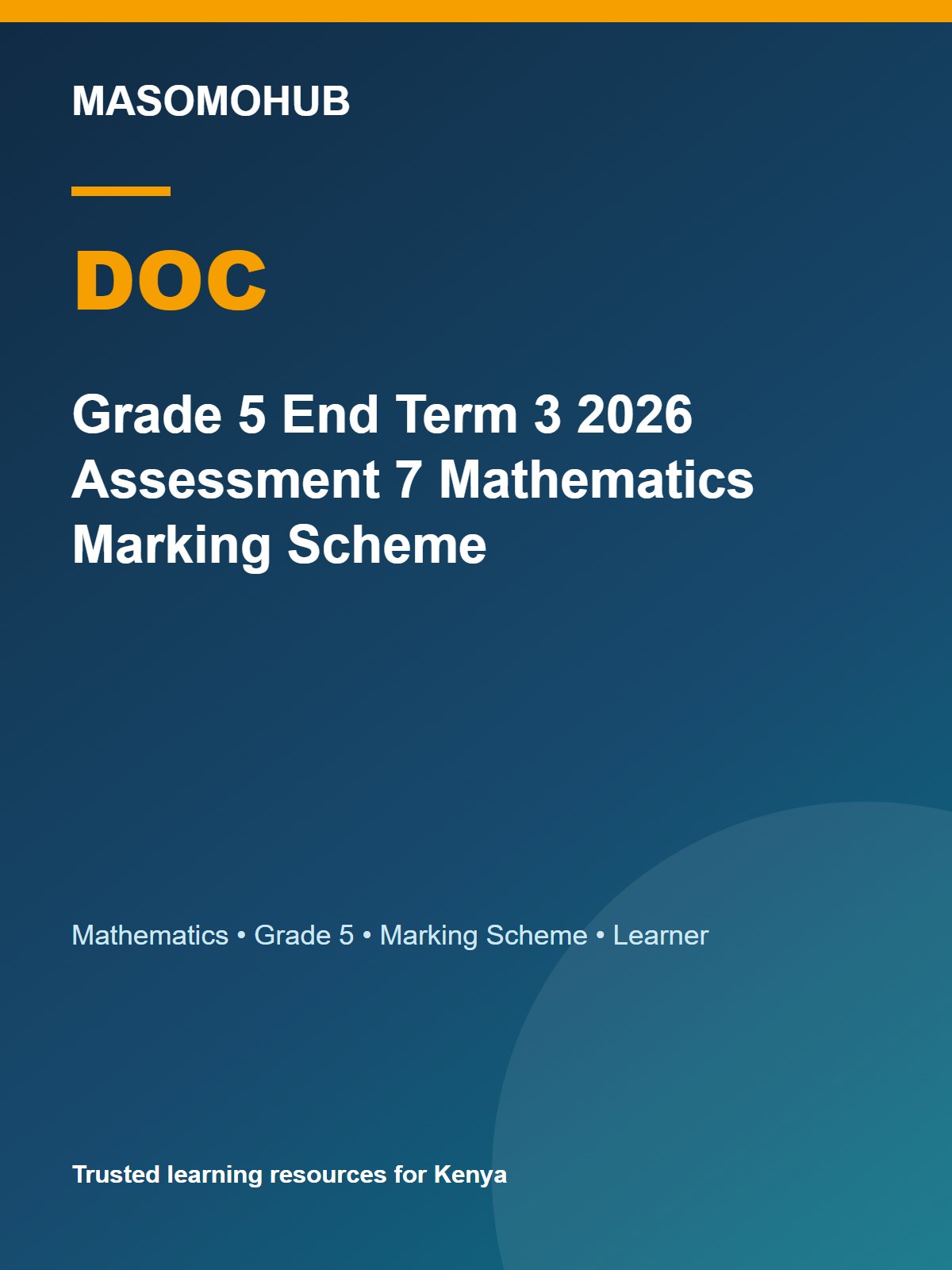 Thumbnail preview of Grade 5 End Term 3 2026 Assessment 7 Mathematics Marking Scheme