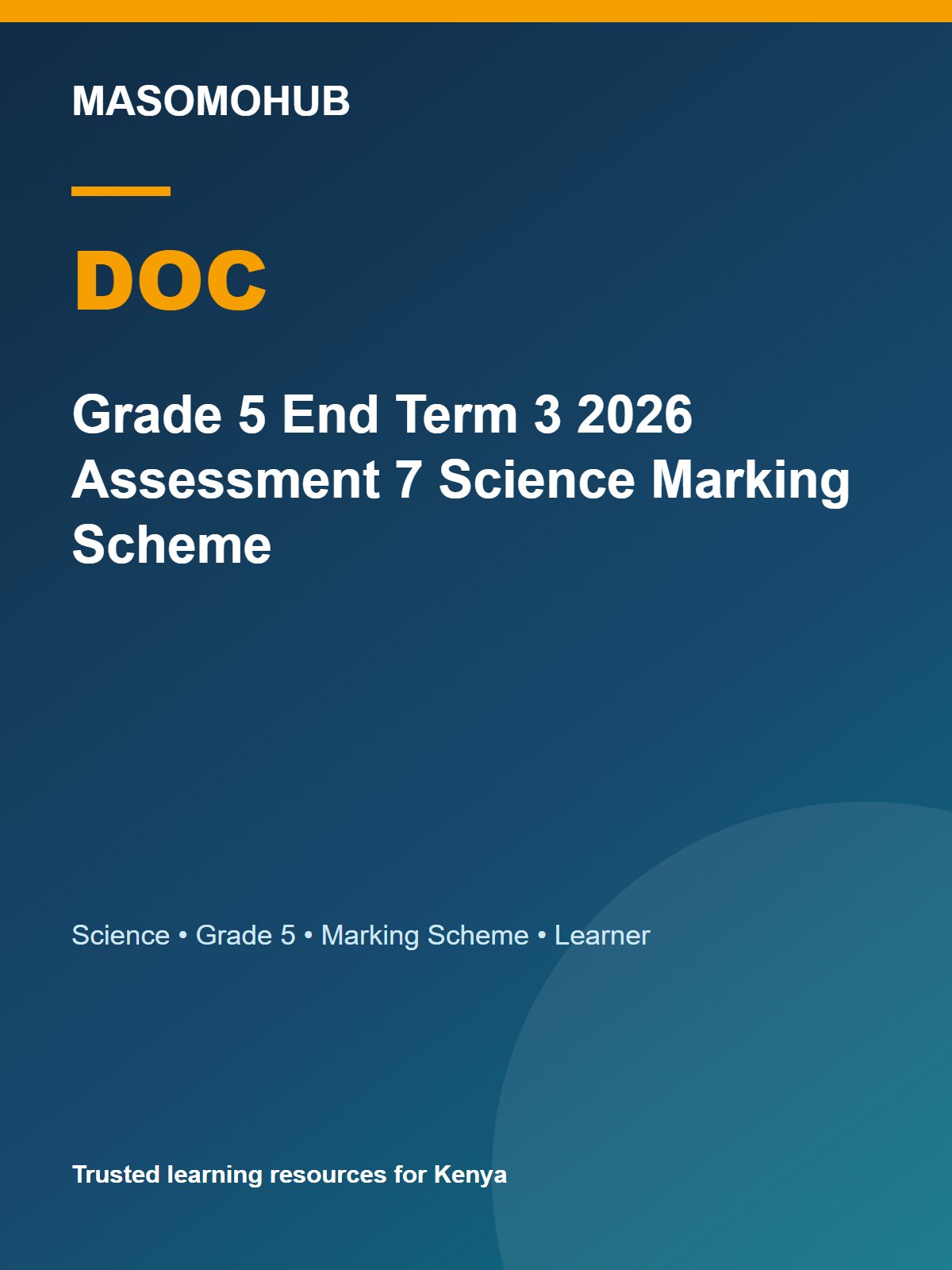 Thumbnail preview of Grade 5 End Term 3 2026 Assessment 7 Science Marking Scheme