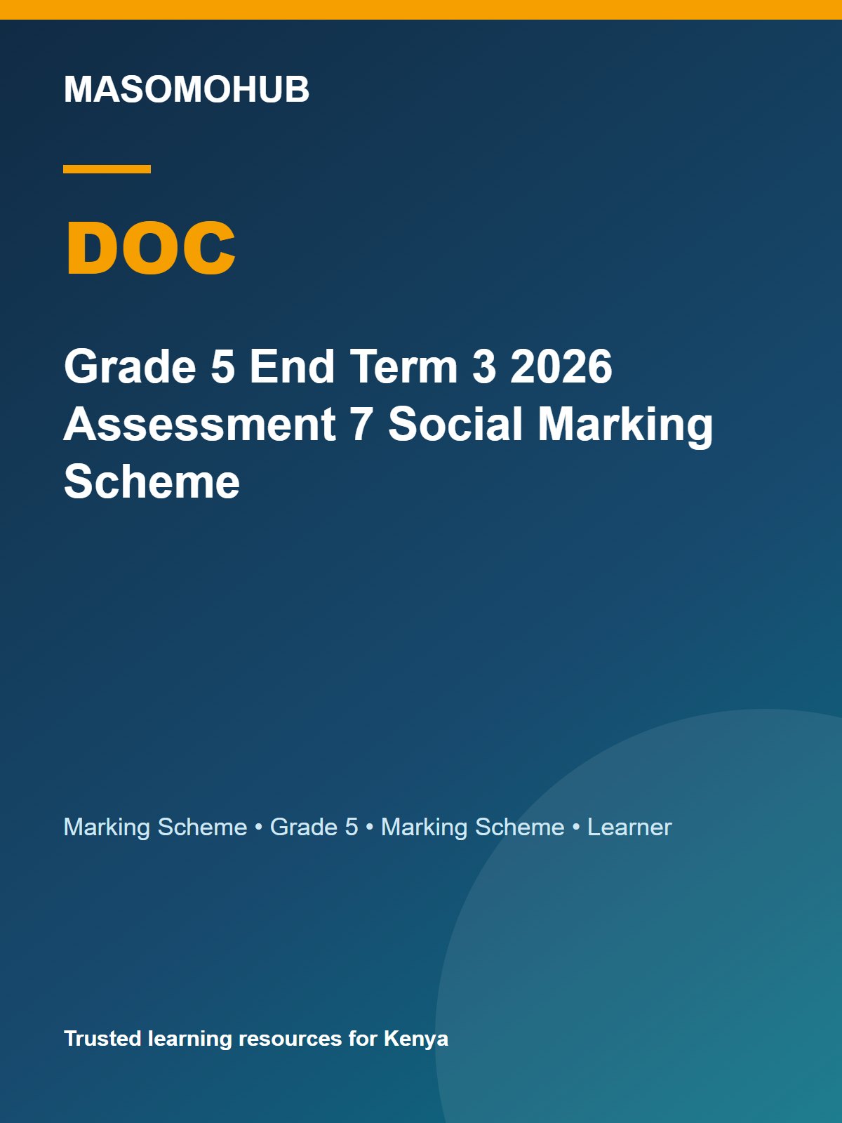 Thumbnail preview of Grade 5 End Term 3 2026 Assessment 7 Social Marking Scheme