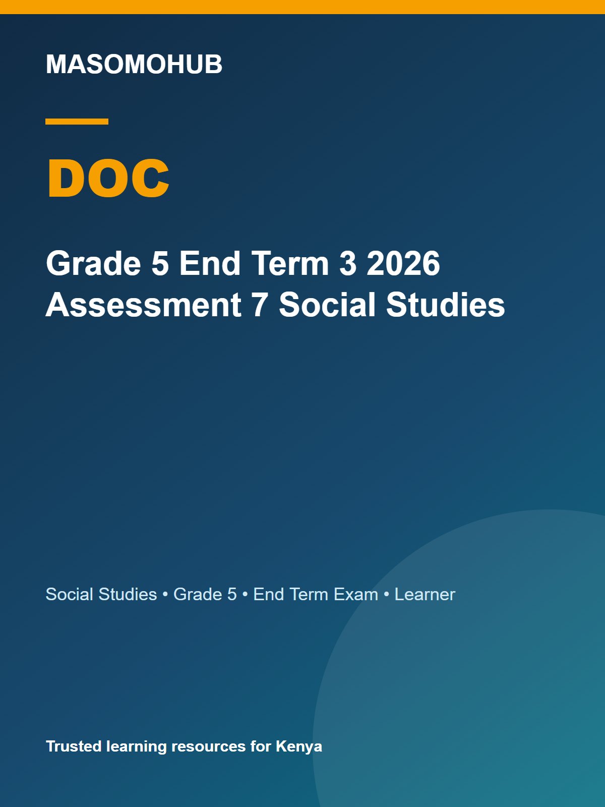 Thumbnail preview of Grade 5 End Term 3 2026 Assessment 7 Social Studies