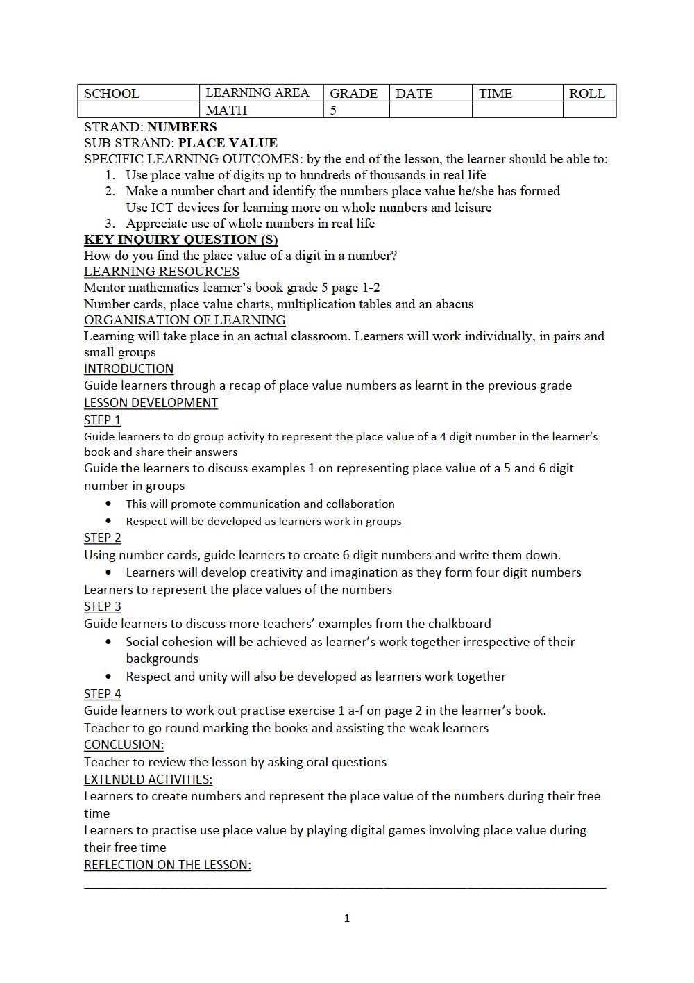 Thumbnail preview of Grade 5 Term 2 Mathematics Lesson Plans