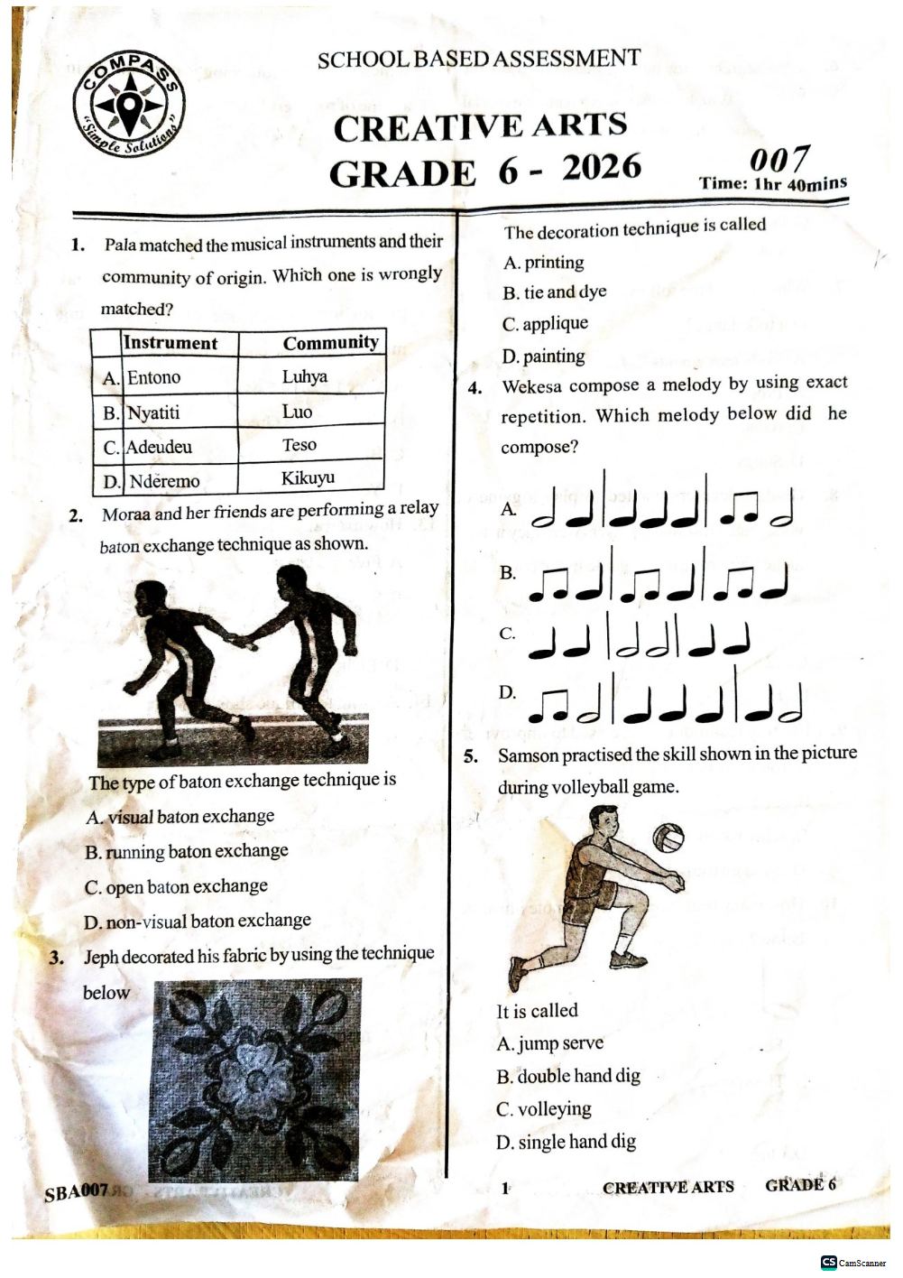 Thumbnail preview of Grade 6 2026 Term 3 School Based Assessment Creative Arts