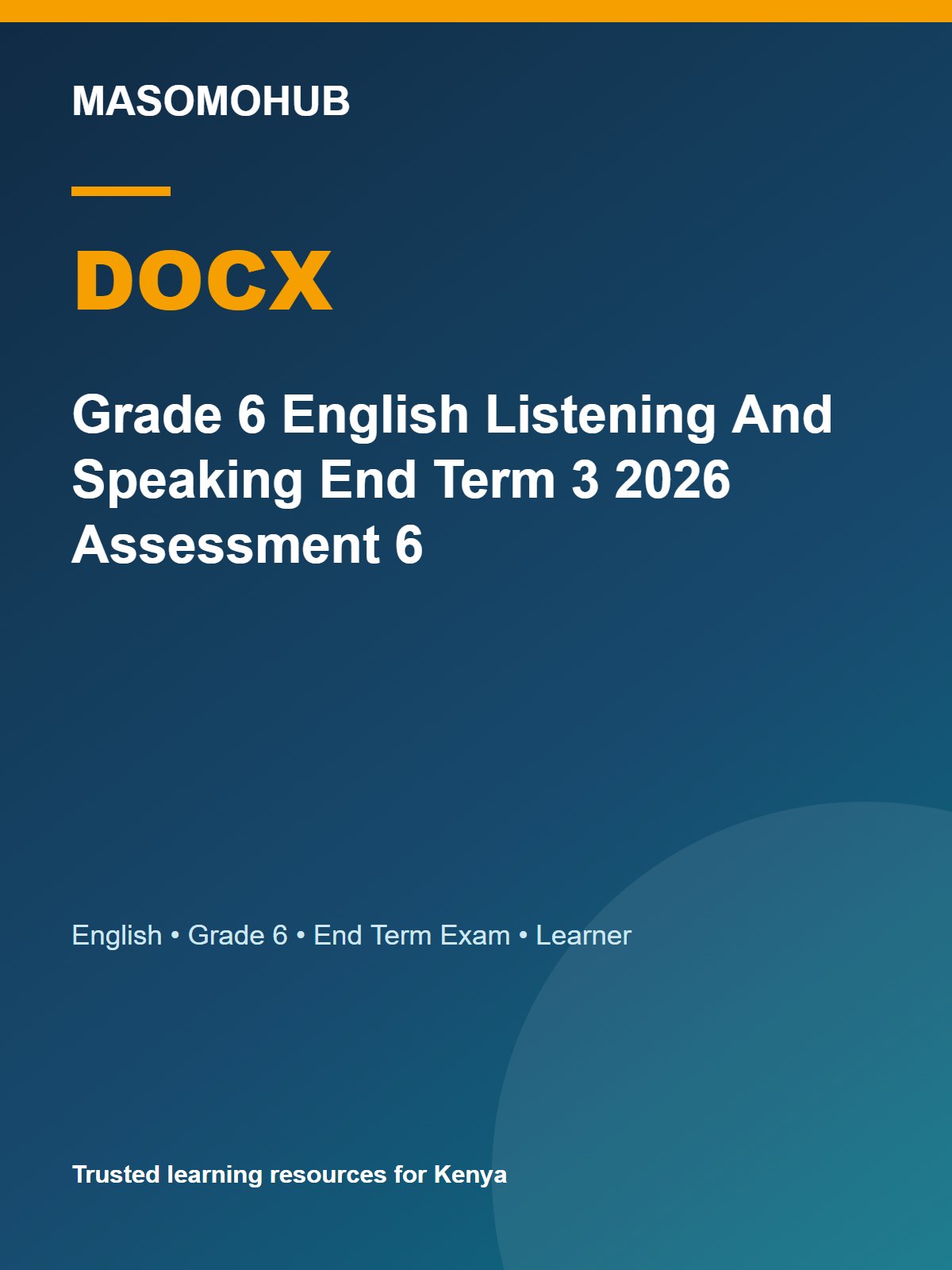 Thumbnail preview of Grade 6 English Listening And Speaking End Term 3 2026 Assessment 6