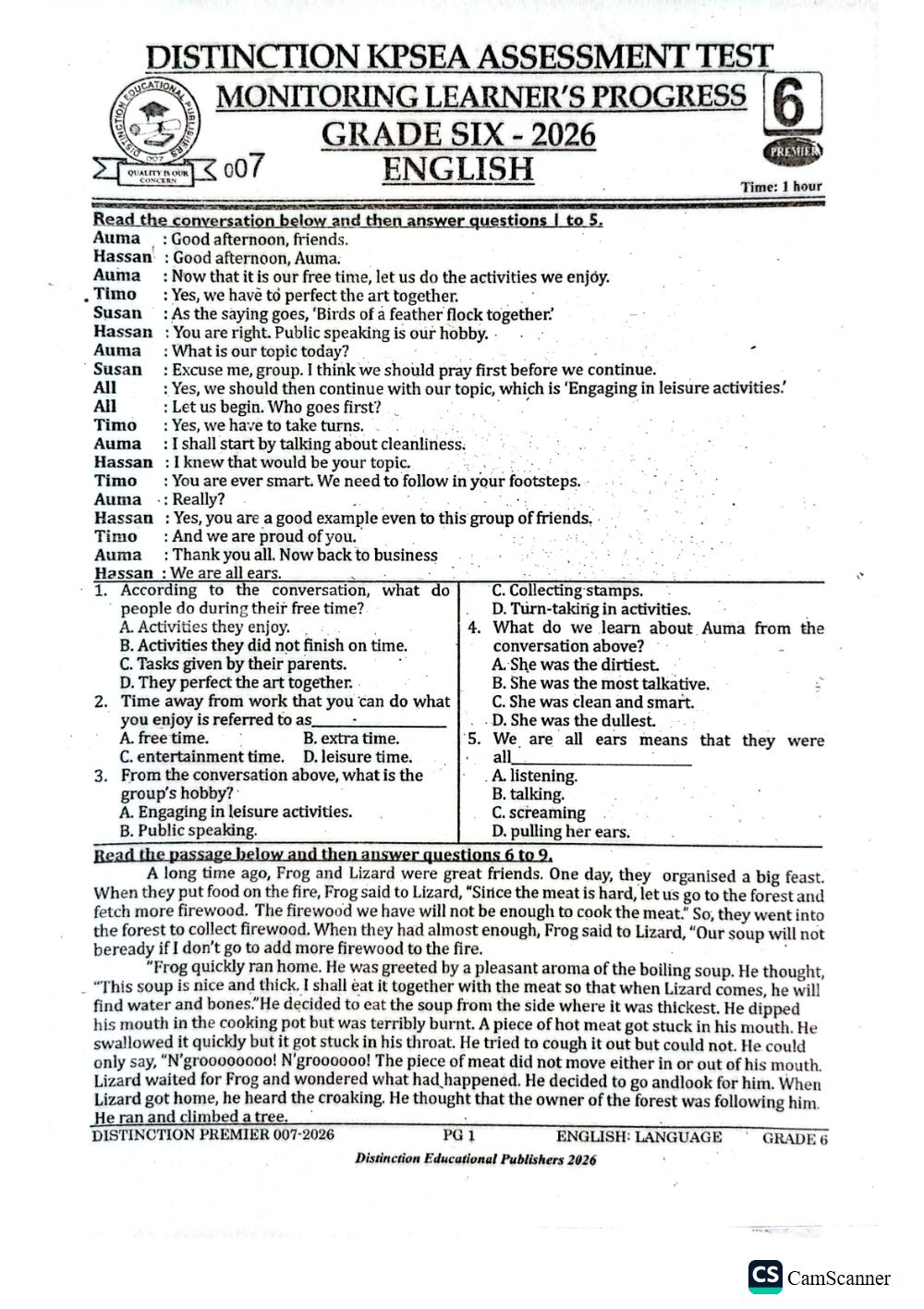 Thumbnail preview of Grade 6 English Term 3 2026 Examination 3