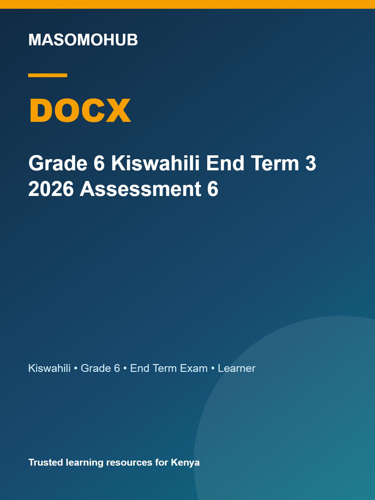 Thumbnail preview of Grade 6 Kiswahili End Term 3 2026 Assessment 6