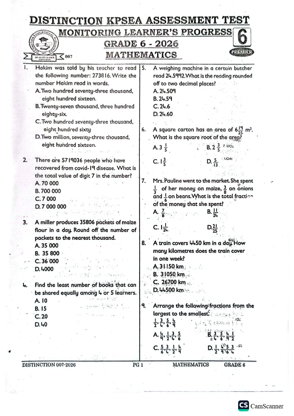 Preview of Grade 6 Mathematics Term 3 Midterm Exam 2026