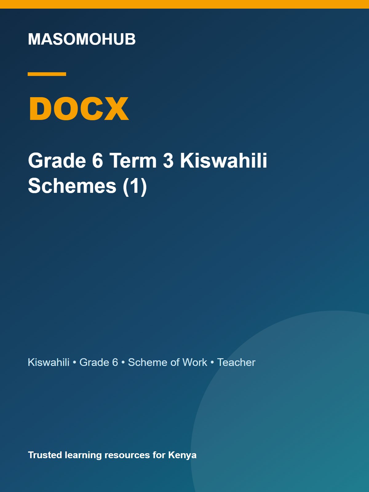 Preview of Grade 6 Kiswahili Schemes of Work Term 3 2026 – Set 1