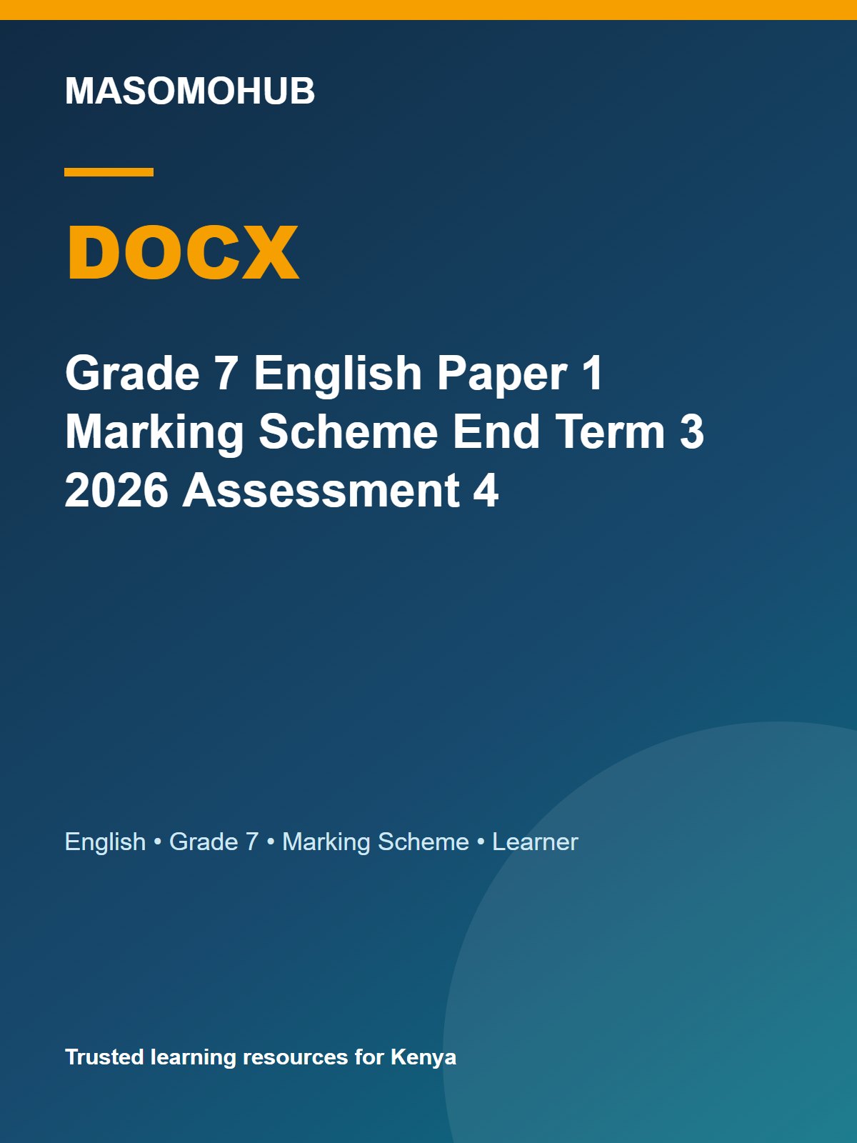 Thumbnail preview of Grade 7 English Paper 1 Marking Scheme End Term 3 2026 Assessment 4
