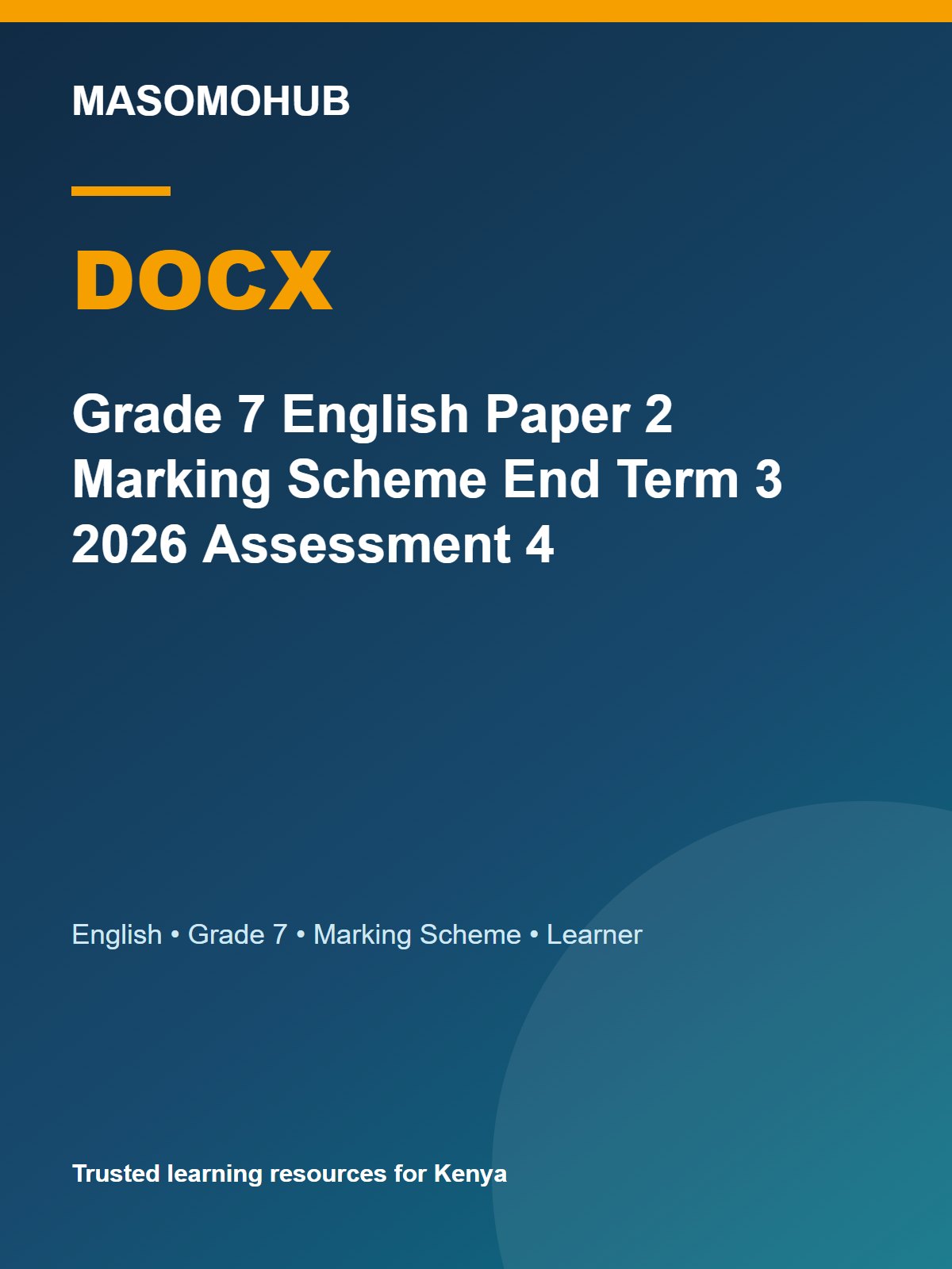 Thumbnail preview of Grade 7 English Paper 2 Marking Scheme End Term 3 2026 Assessment 4