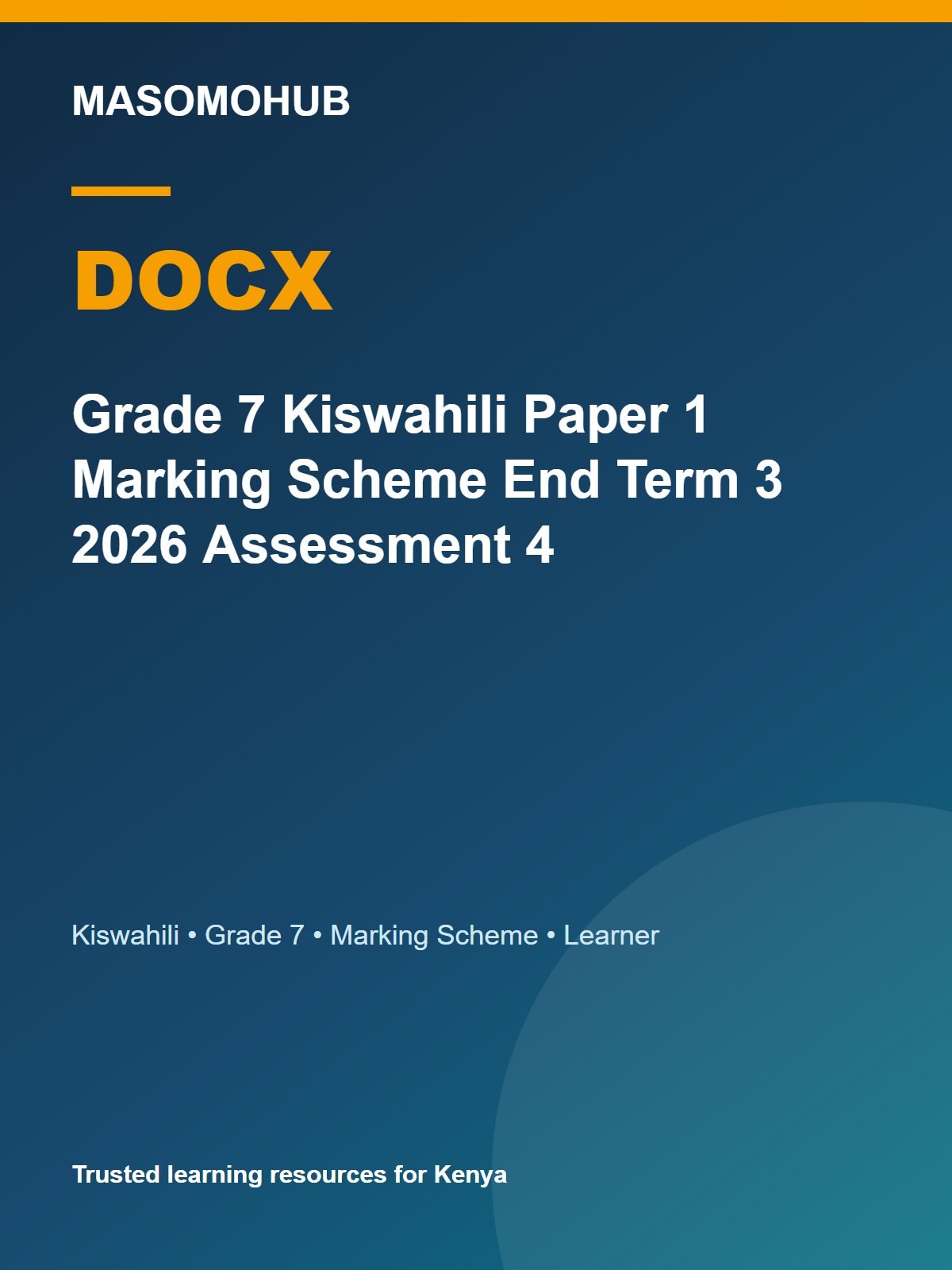 Thumbnail preview of Grade 7 Kiswahili Paper 1 Marking Scheme End Term 3 2026 Assessment 4