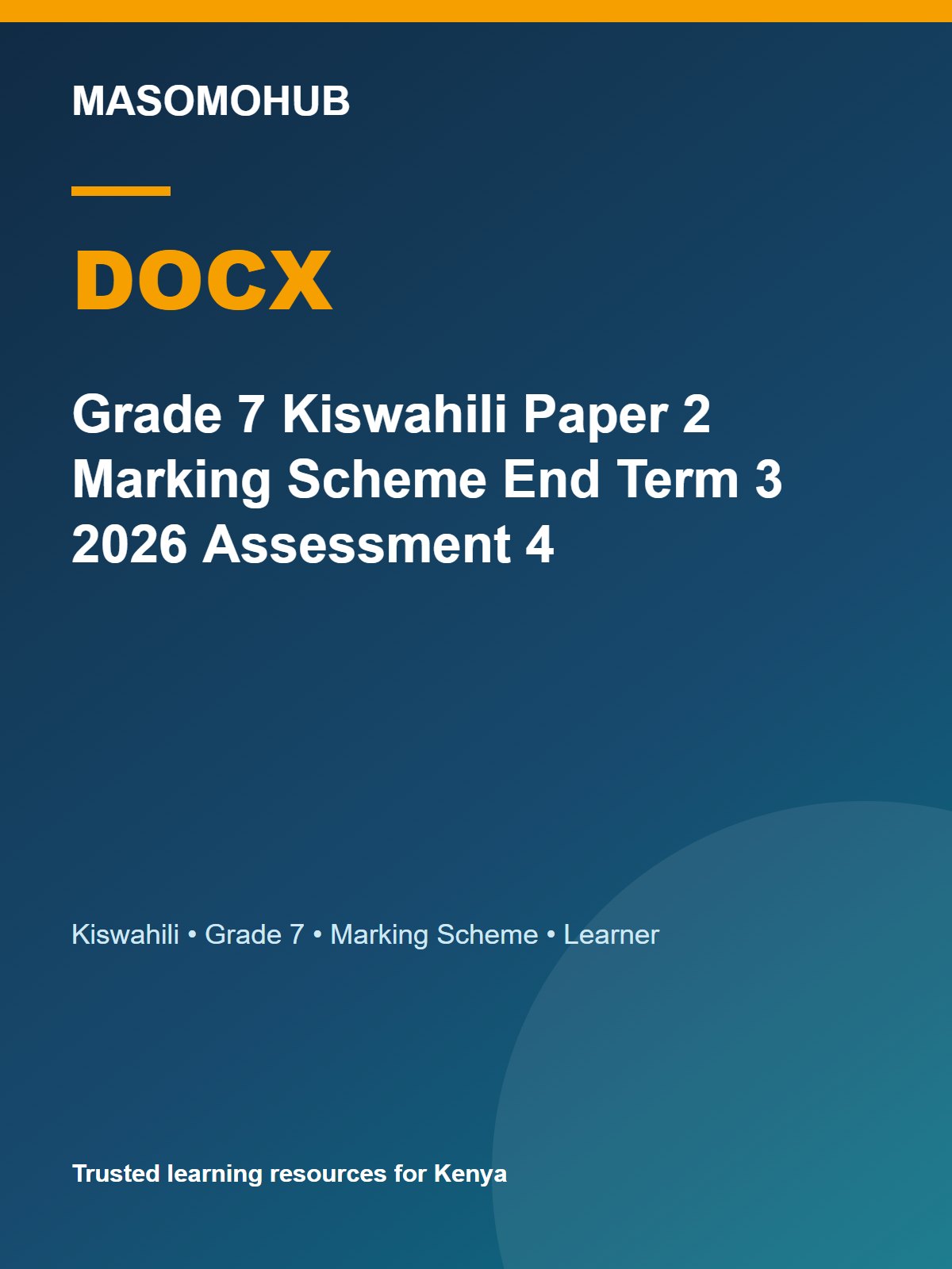 Thumbnail preview of Grade 7 Kiswahili Paper 2 Marking Scheme End Term 3 2026 Assessment 4
