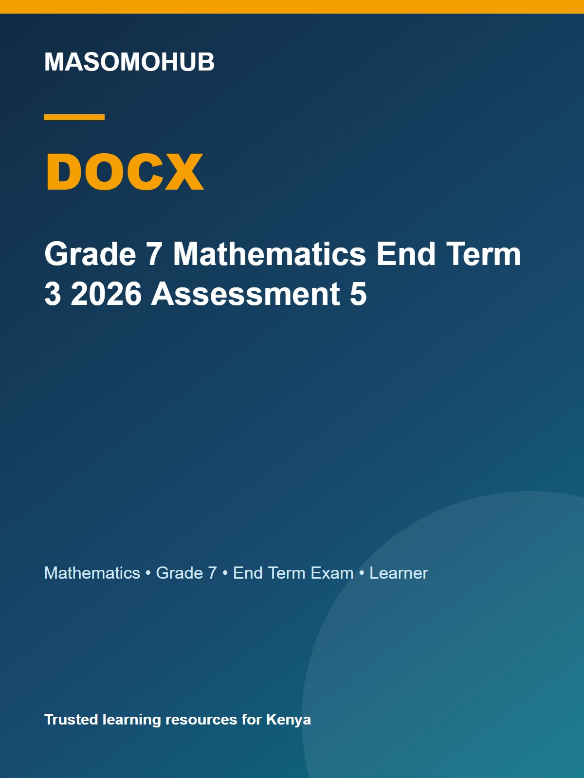 Thumbnail preview of Grade 7 Mathematics End Term 3 2026 Assessment 5