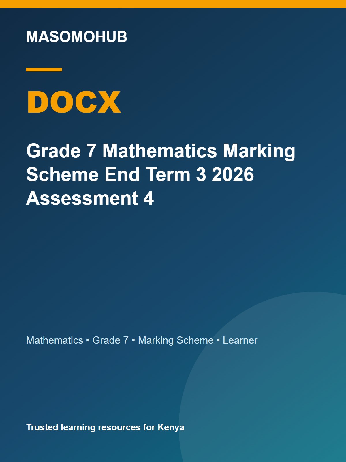Thumbnail preview of Grade 7 Mathematics Marking Scheme End Term 3 2026 Assessment 4