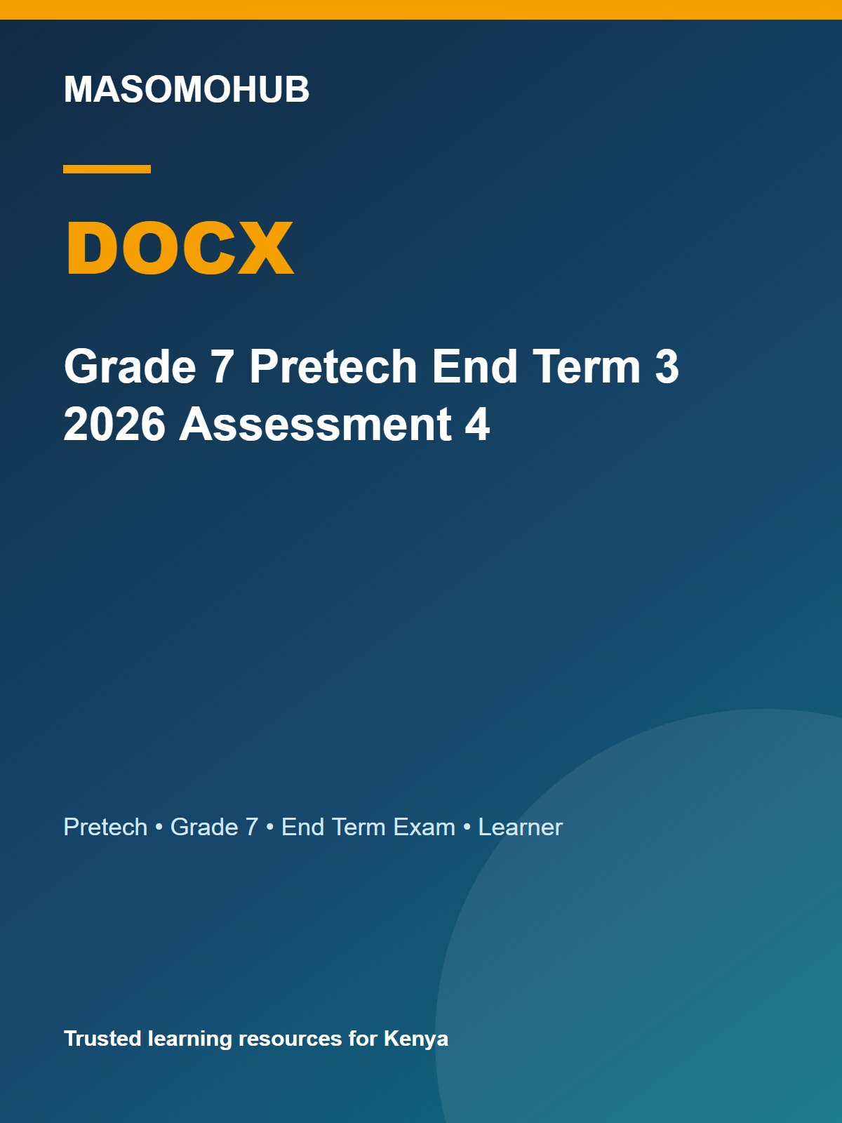 Thumbnail preview of Grade 7 Pretech End Term 3 2026 Assessment 4