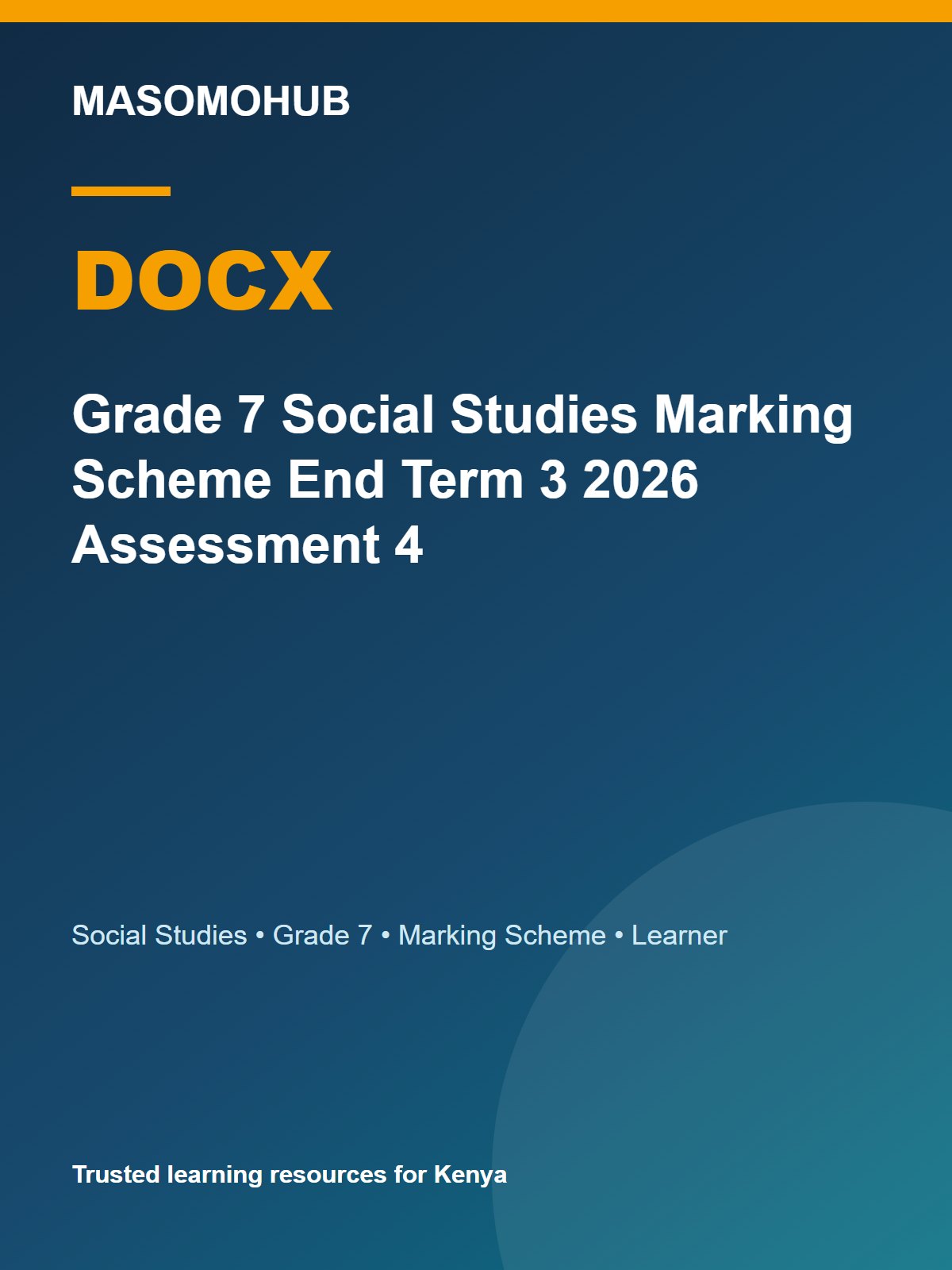 Thumbnail preview of Grade 7 Social Studies Marking Scheme End Term 3 2026 Assessment 4