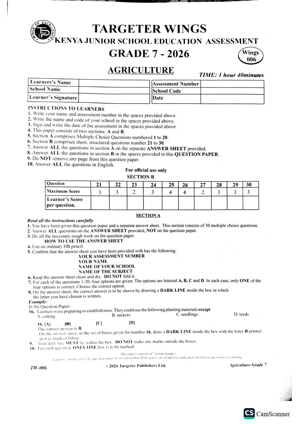 Thumbnail preview of Grade 7 Term 2 (1) 2026 Agriculture