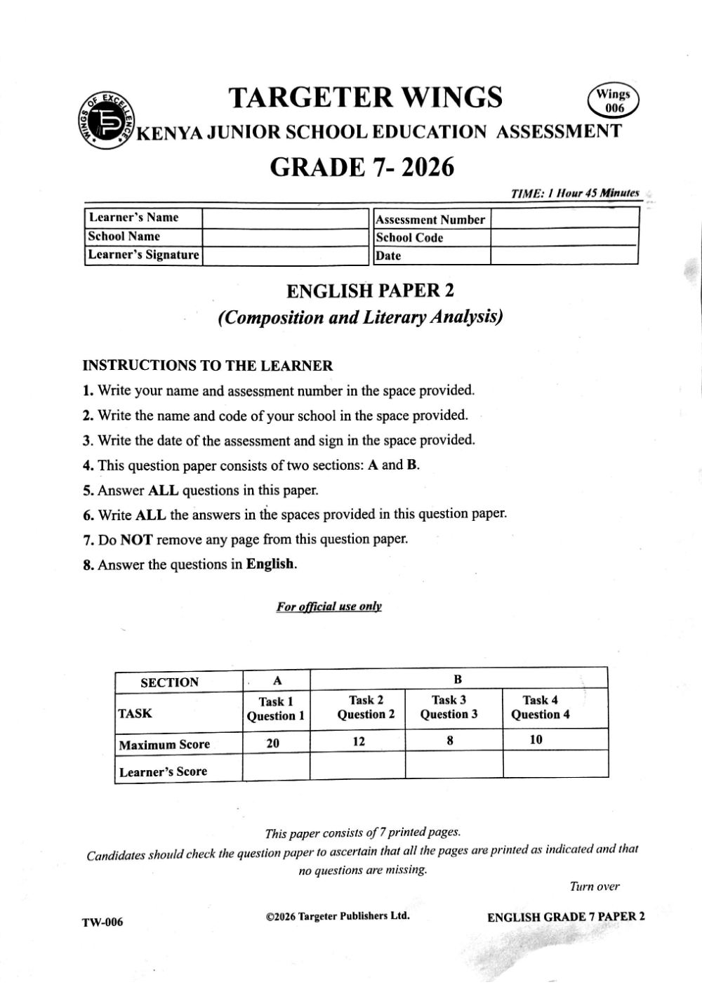 Thumbnail preview of Grade 7 Term 2 (1) 2026 English PP2