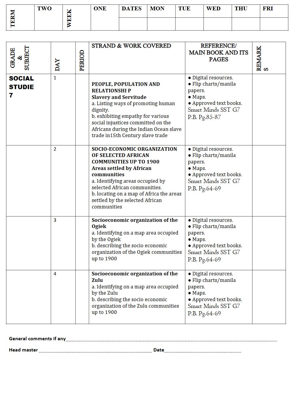 Thumbnail preview of Grade 7 Term 2 Social Records Of Work