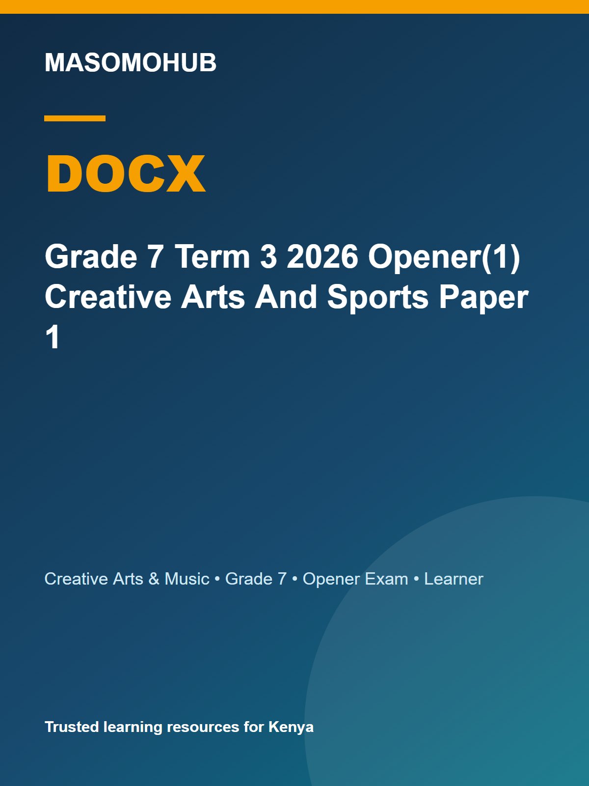 Thumbnail preview of Grade 7 Term 3 2026 Opener(1) Creative Arts And Sports Paper 1