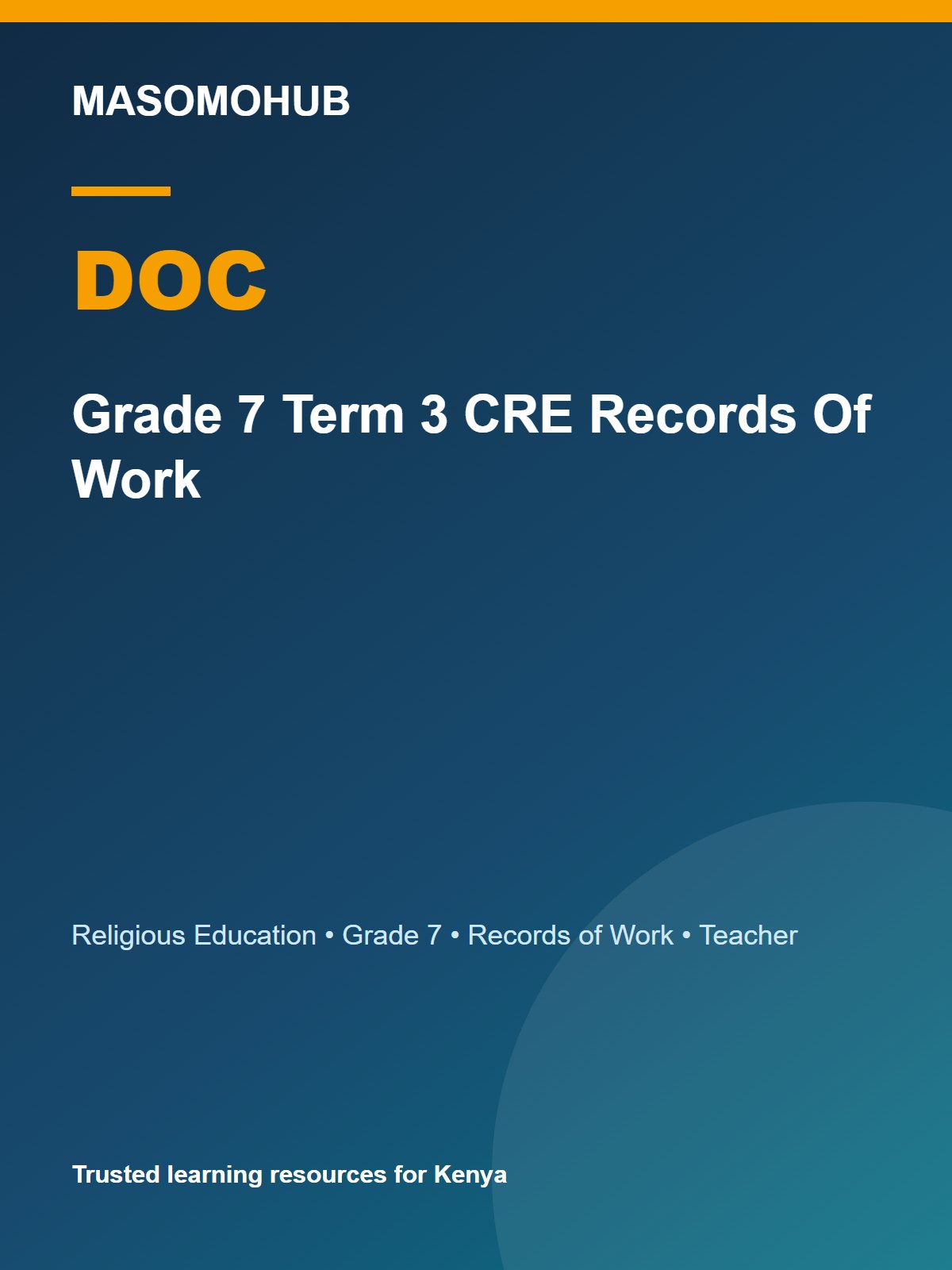 Preview of Grade 7 Christian Religious Education (CRE) Term 3 Records of Work 2026