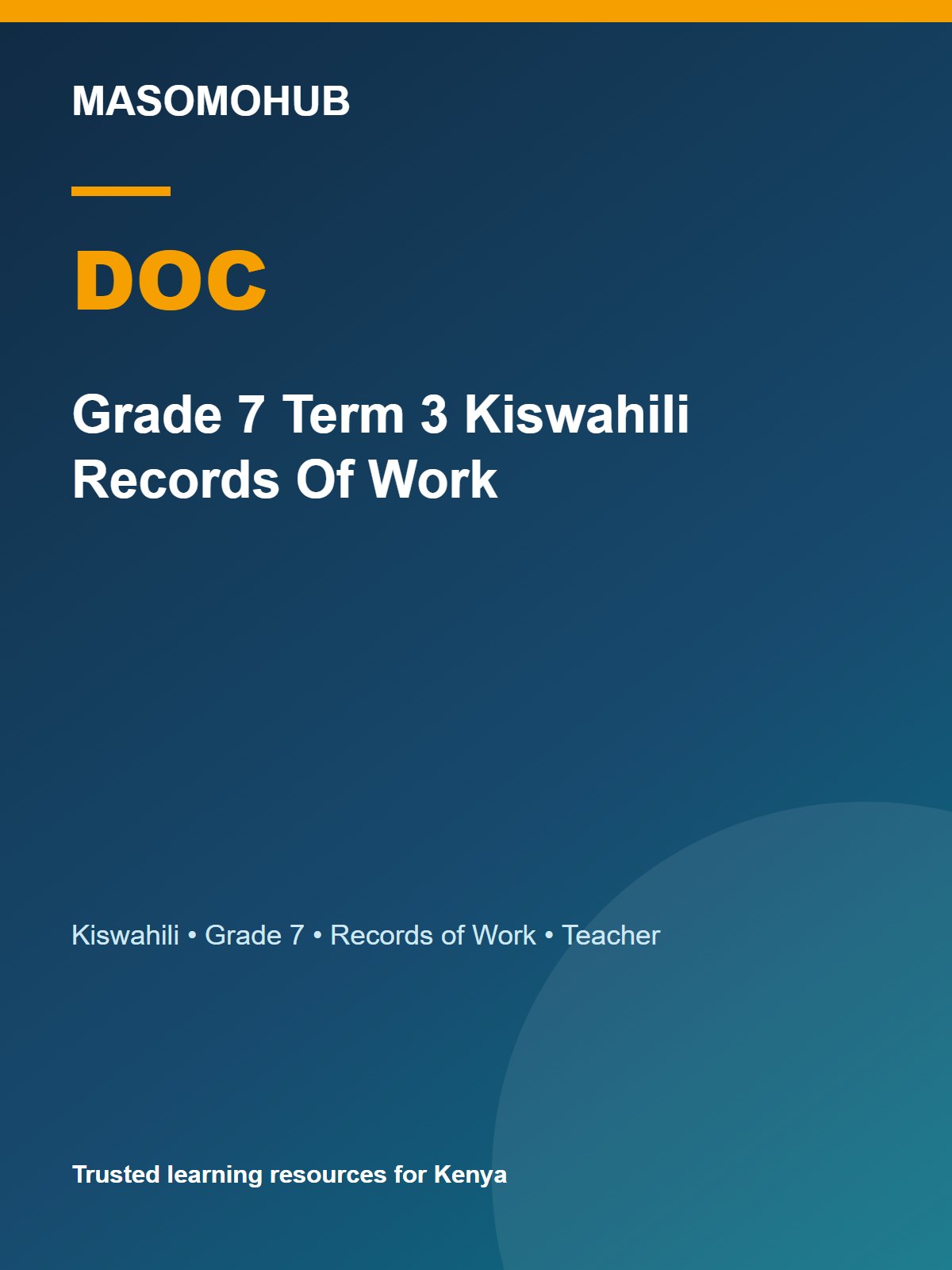 Thumbnail preview of Grade 7 Term 3 Kiswahili Records Of Work