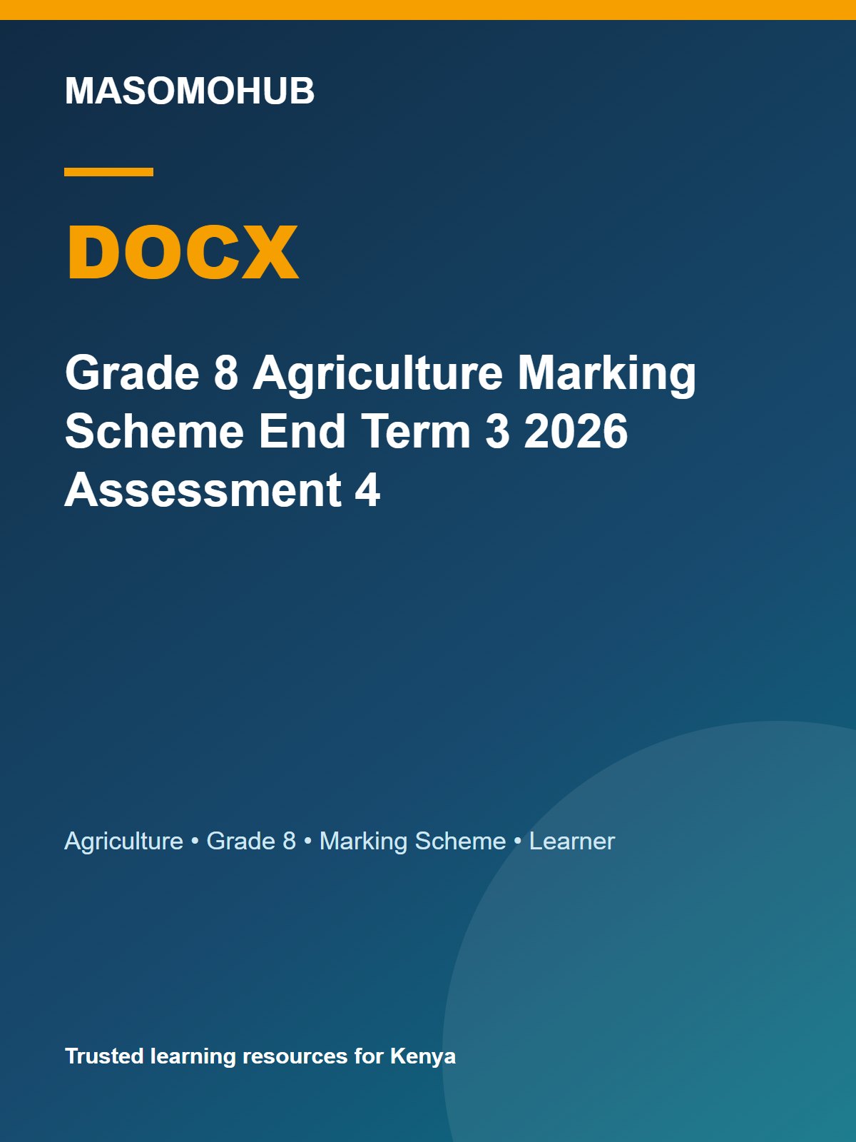 Thumbnail preview of Grade 8 Agriculture Marking Scheme End Term 3 2026 Assessment 4