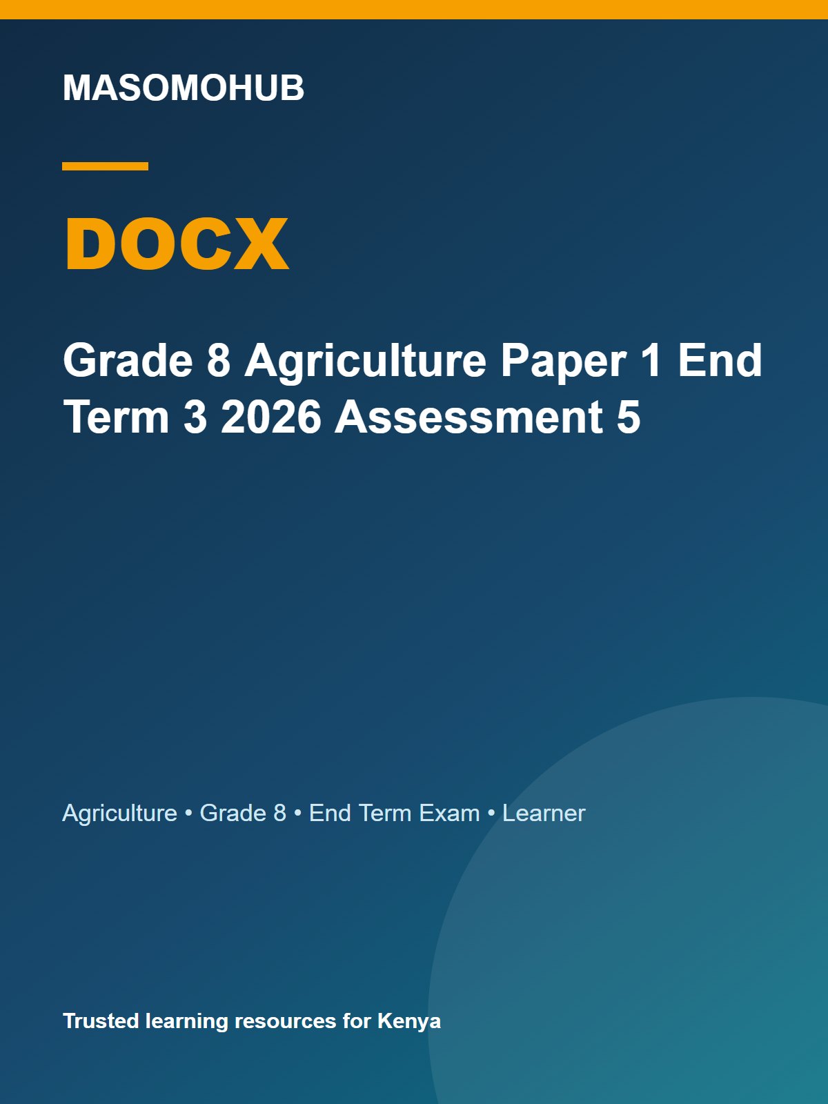Thumbnail preview of Grade 8 Agriculture Paper 1 End Term 3 2026 Assessment 5