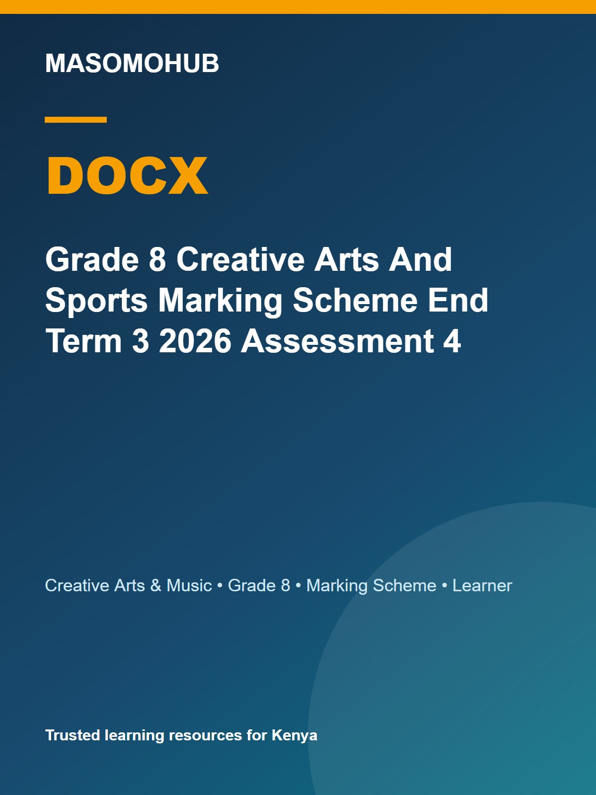 Thumbnail preview of Grade 8 Creative Arts And Sports Marking Scheme End Term 3 2026 Assessment 4