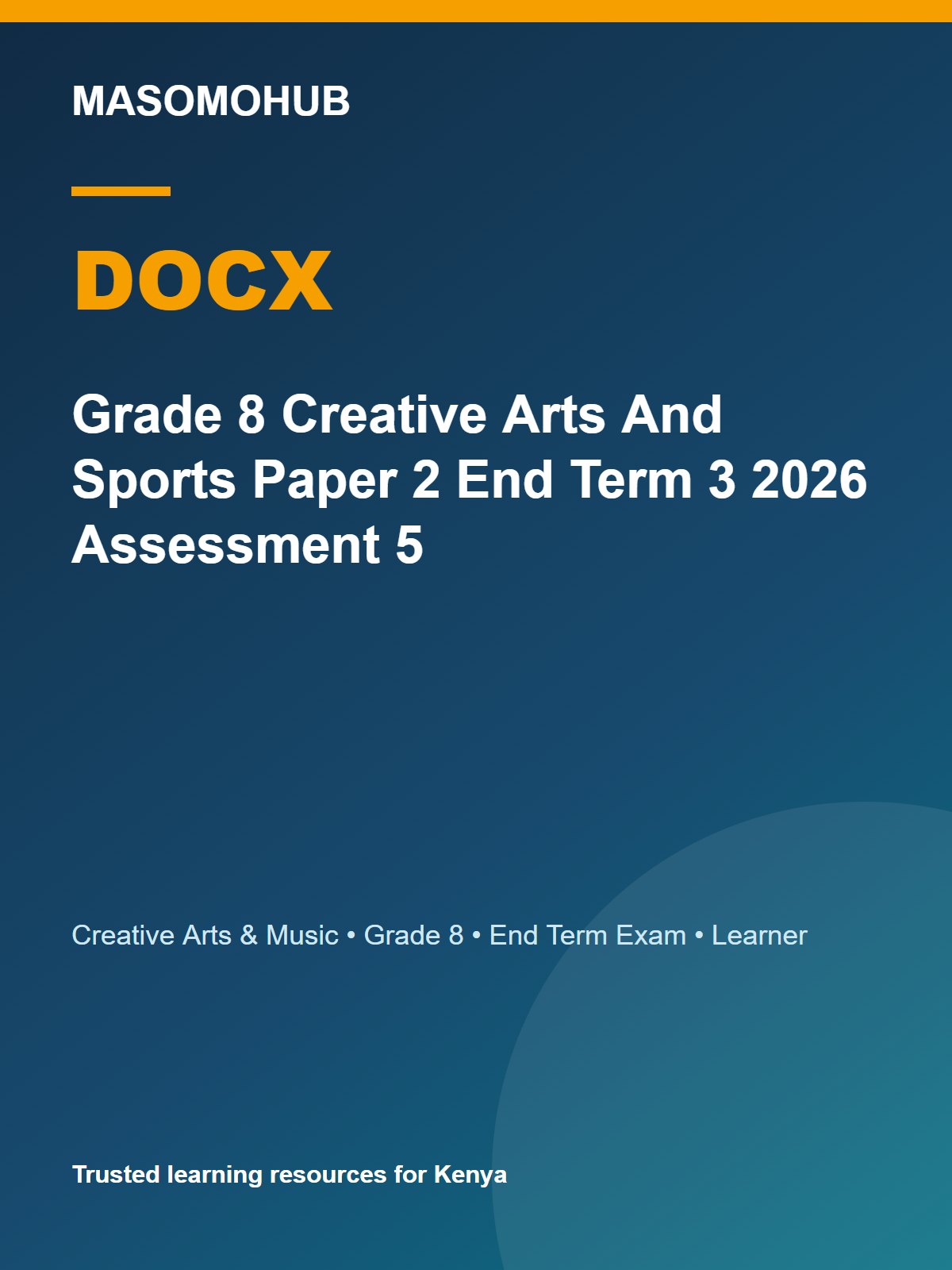 Thumbnail preview of Grade 8 Creative Arts And Sports Paper 2 End Term 3 2026 Assessment 5