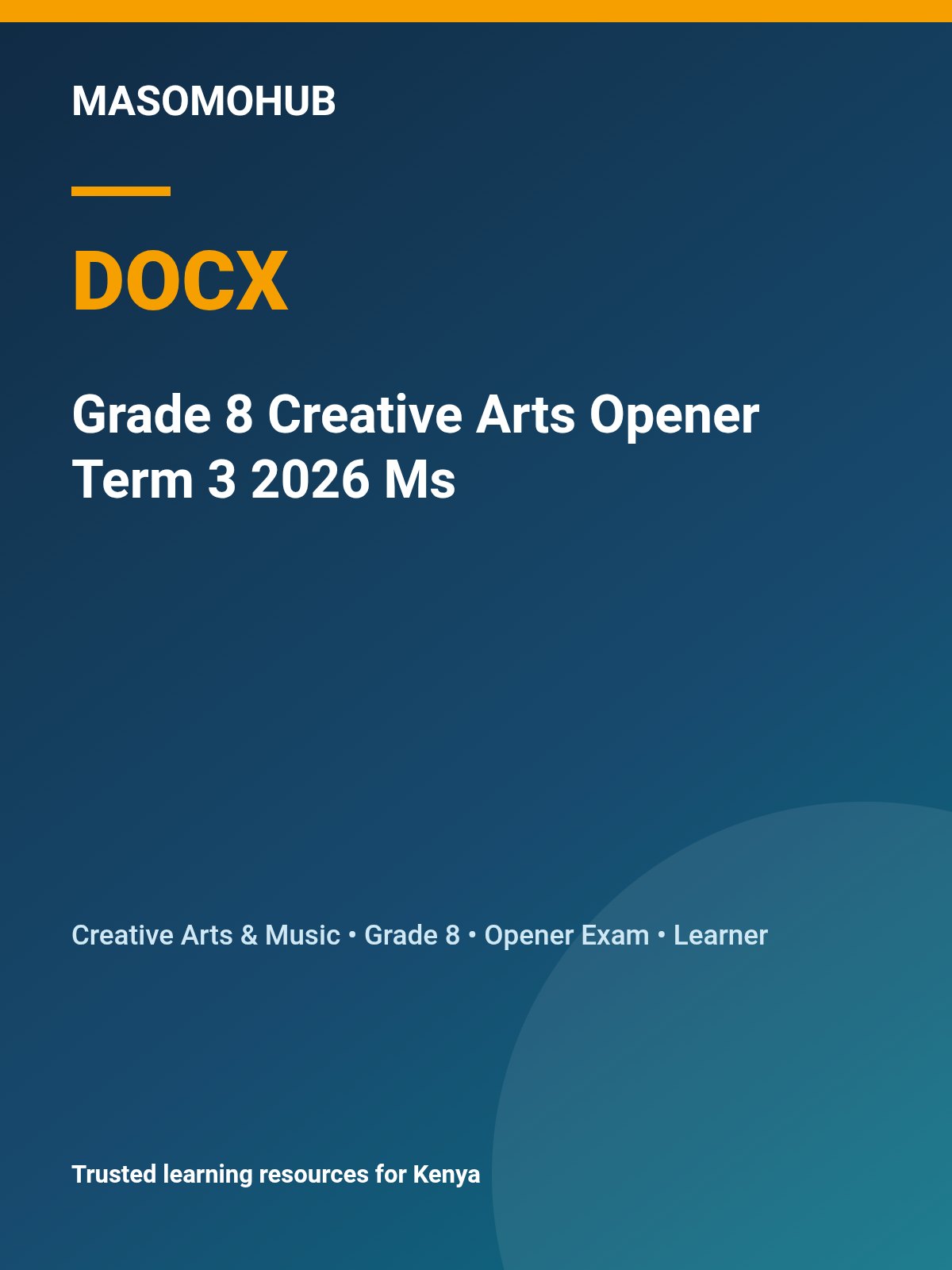 Thumbnail preview of Grade 8 Creative Arts Opener Term 3 2026 Ms
