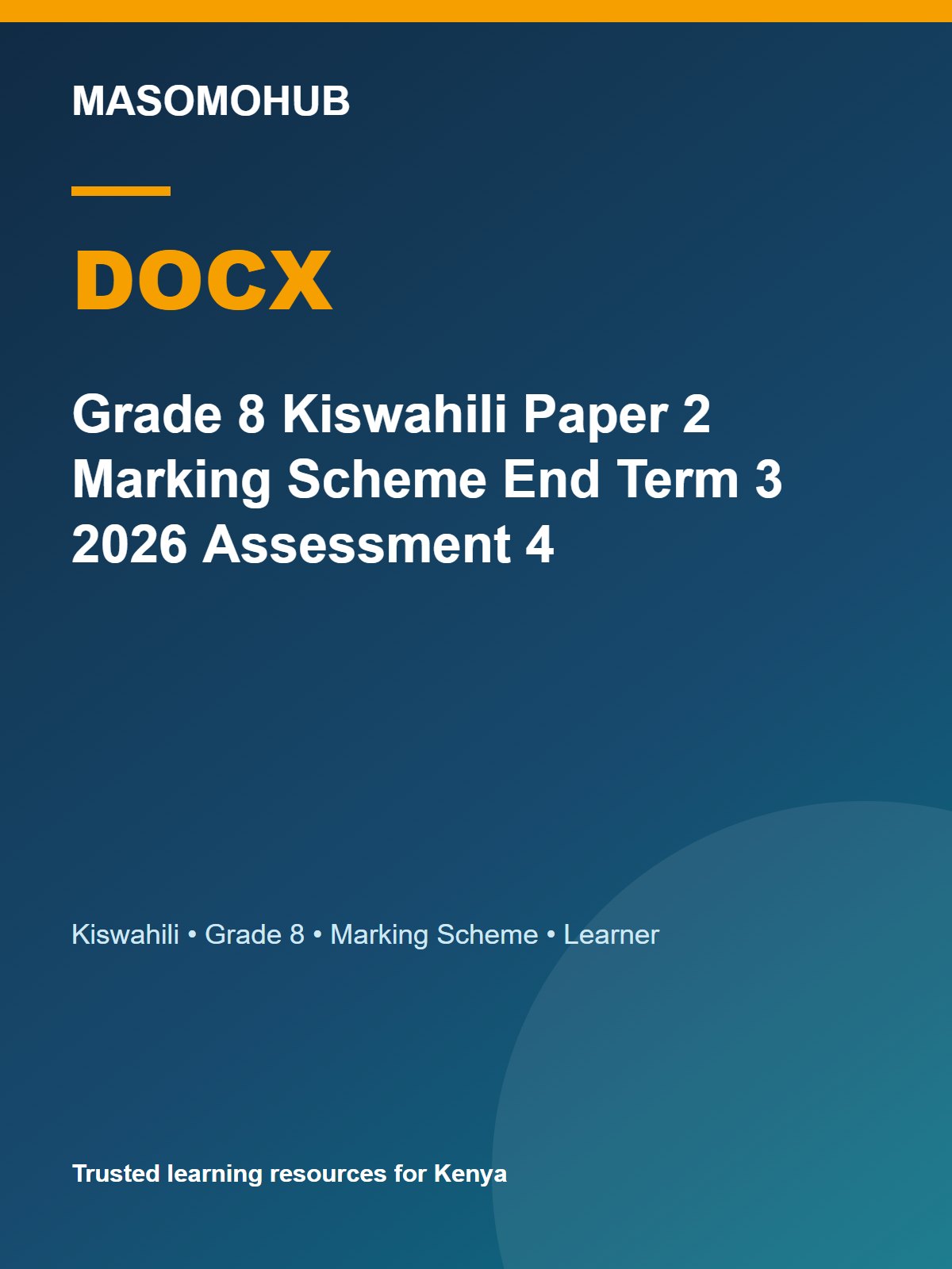 Thumbnail preview of Grade 8 Kiswahili Paper 2 Marking Scheme End Term 3 2026 Assessment 4