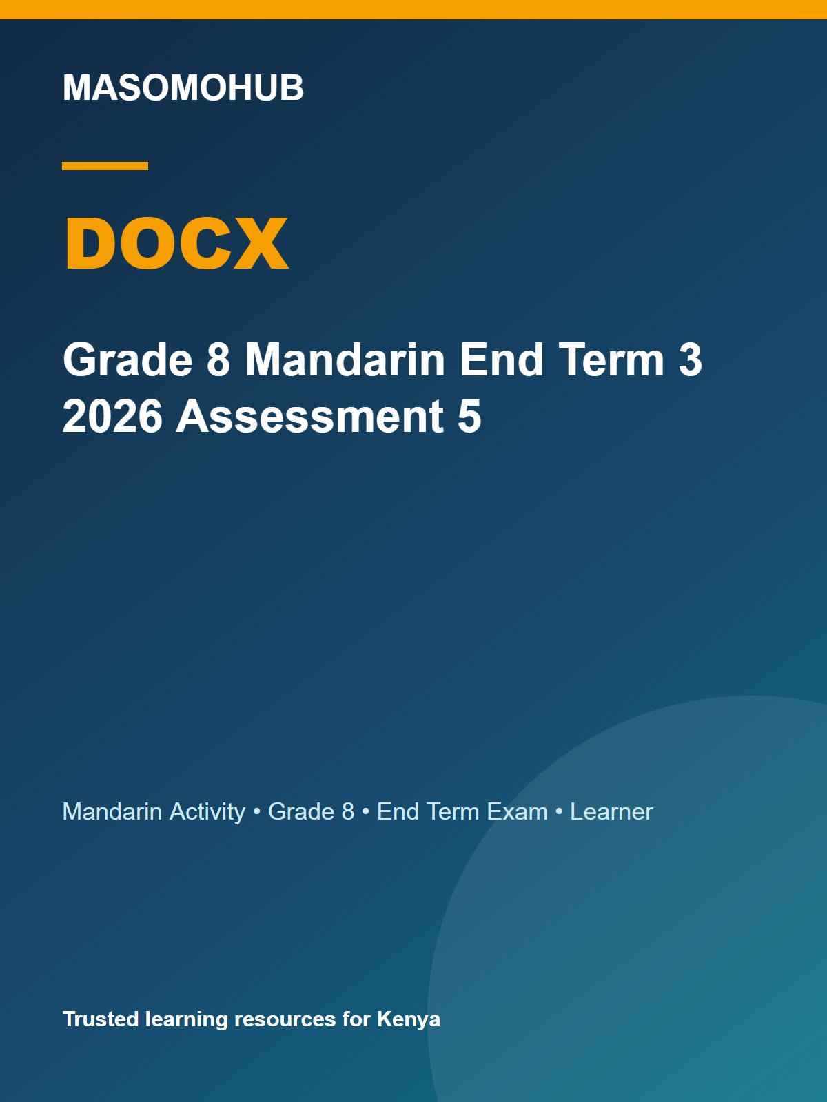 Thumbnail preview of Grade 8 Mandarin End Term 3 2026 Assessment 5