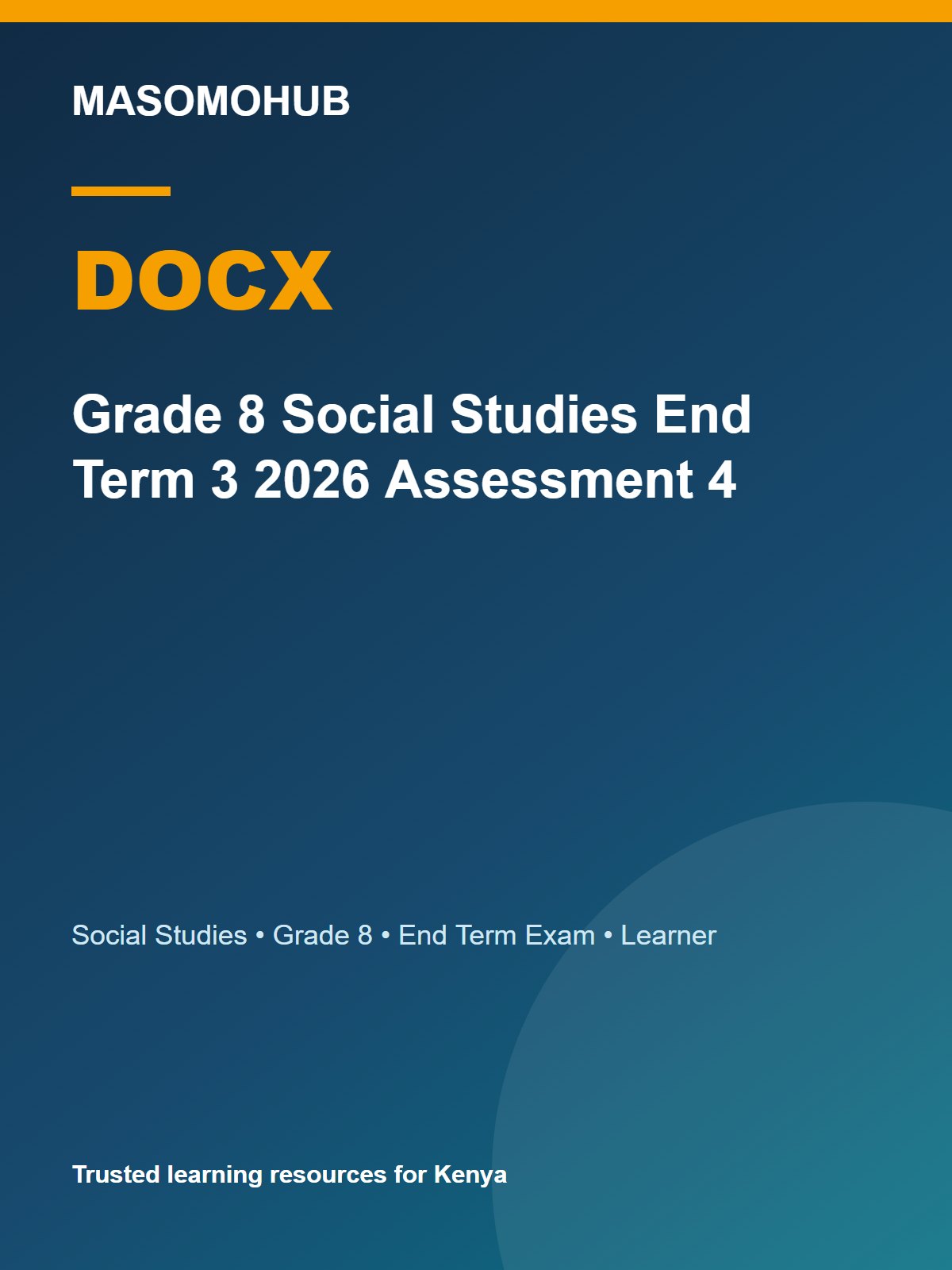 Thumbnail preview of Grade 8 Social Studies End Term 3 2026 Assessment 4