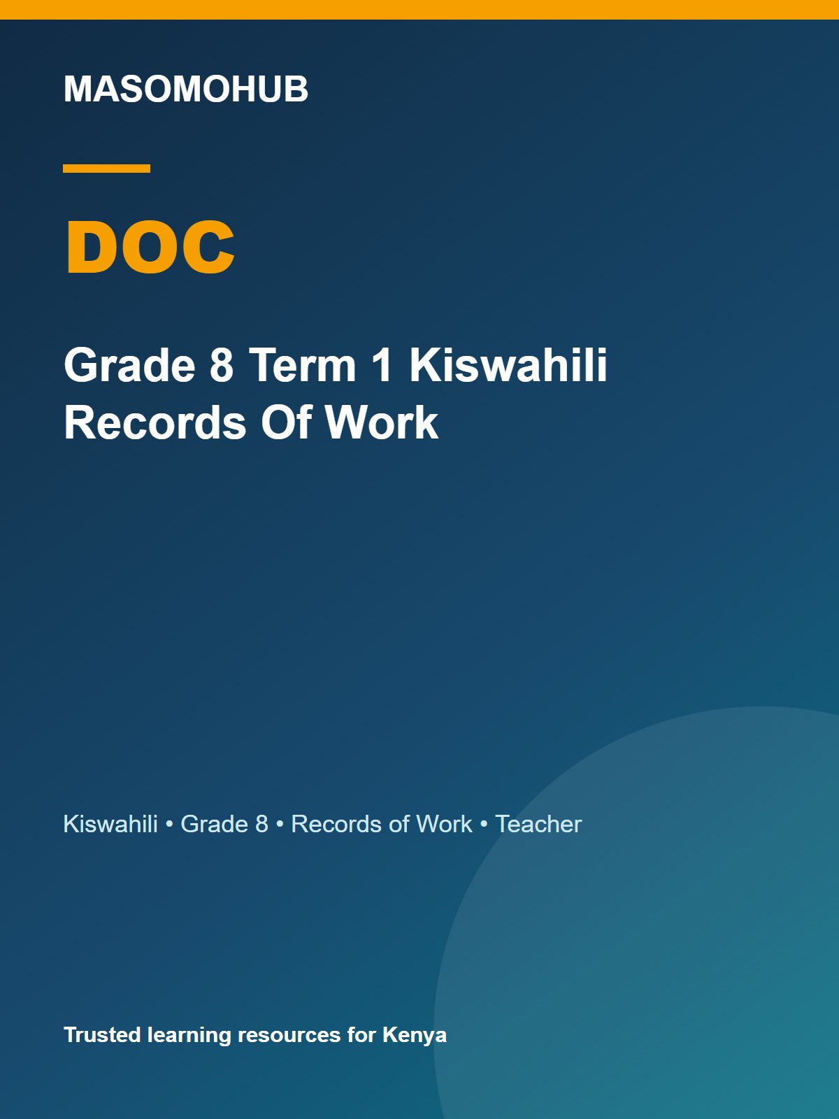 Thumbnail preview of Grade 8 Term 1 Kiswahili Records Of Work
