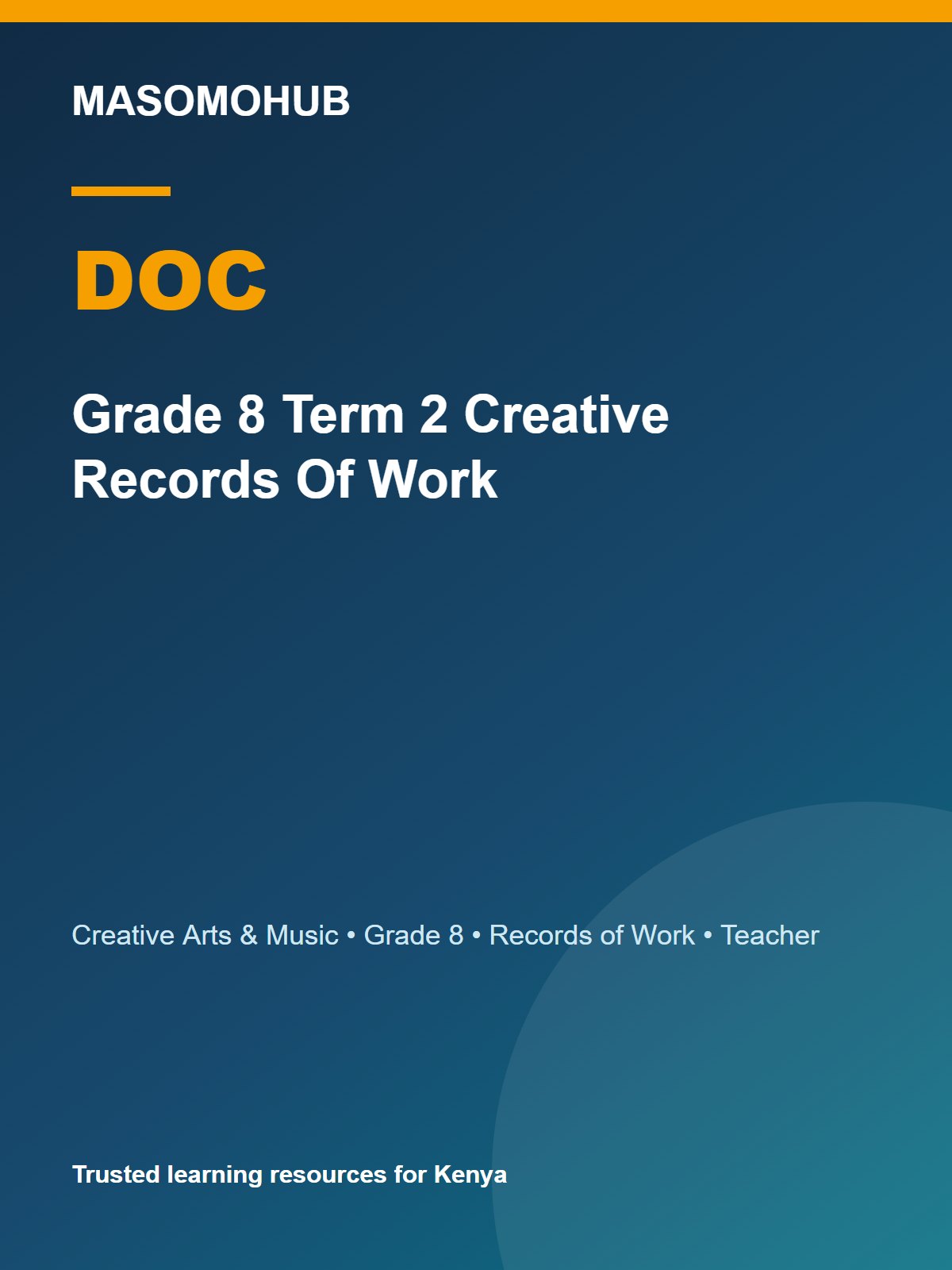 Preview of Grade 8 Creative Arts & Music Term 2 Records of Work 2026