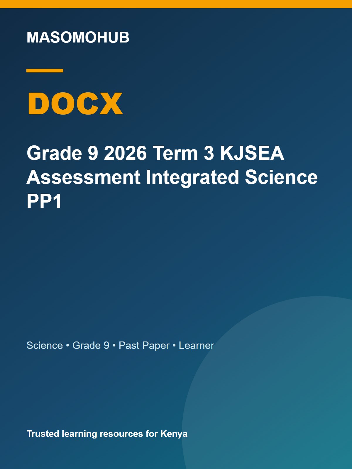 Thumbnail preview of Grade 9 2026 Term 3 KJSEA Assessment Integrated Science PP1