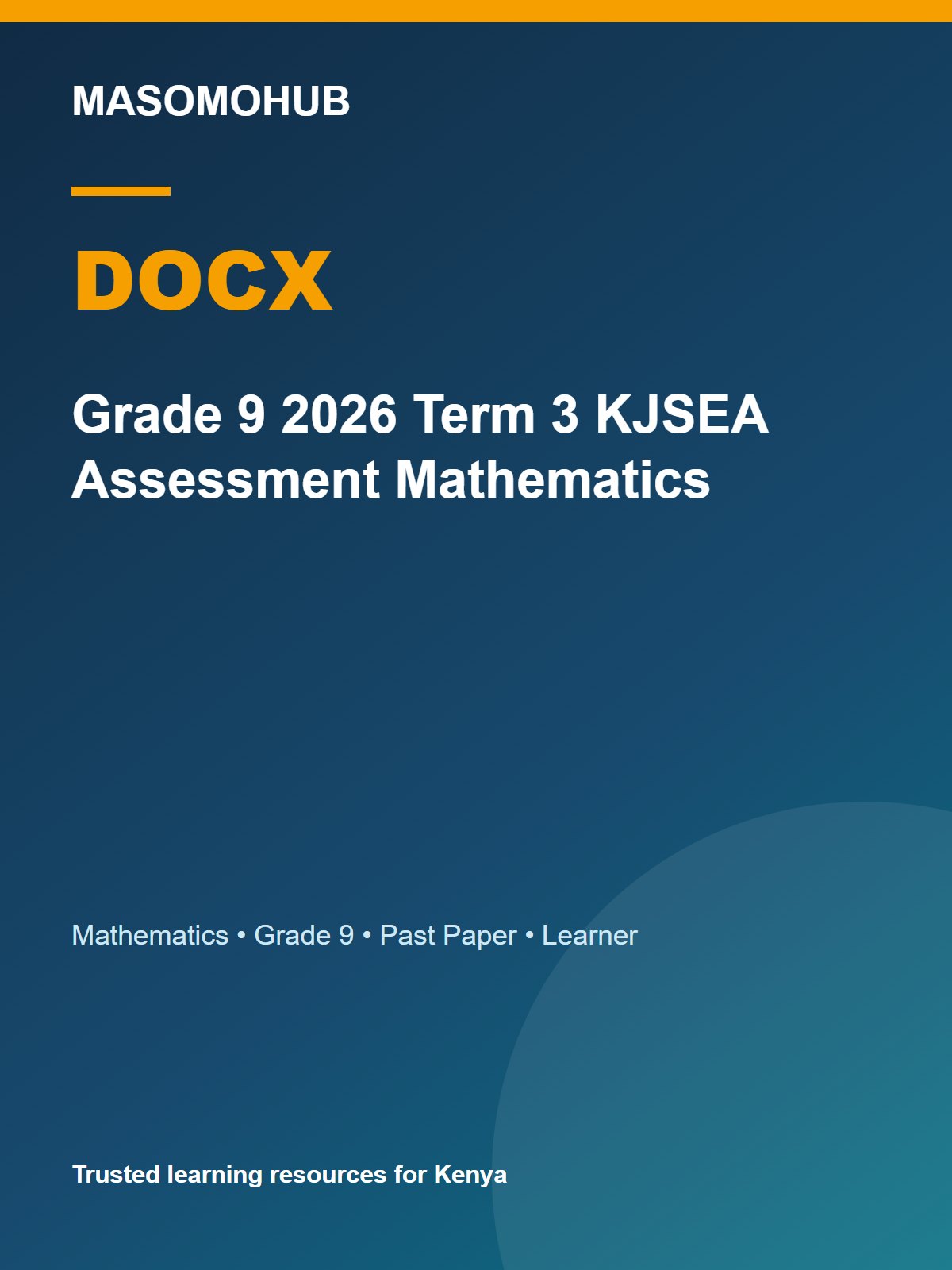 Thumbnail preview of Grade 9 2026 Term 3 KJSEA Assessment Mathematics