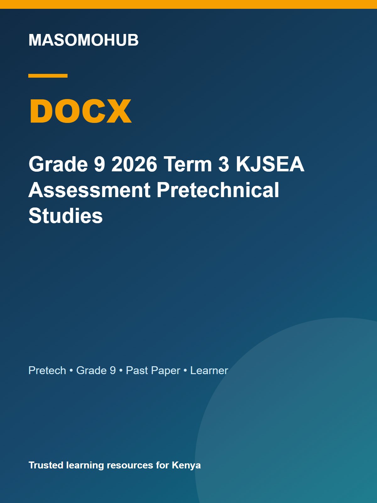 Thumbnail preview of Grade 9 2026 Term 3 KJSEA Assessment Pretechnical Studies