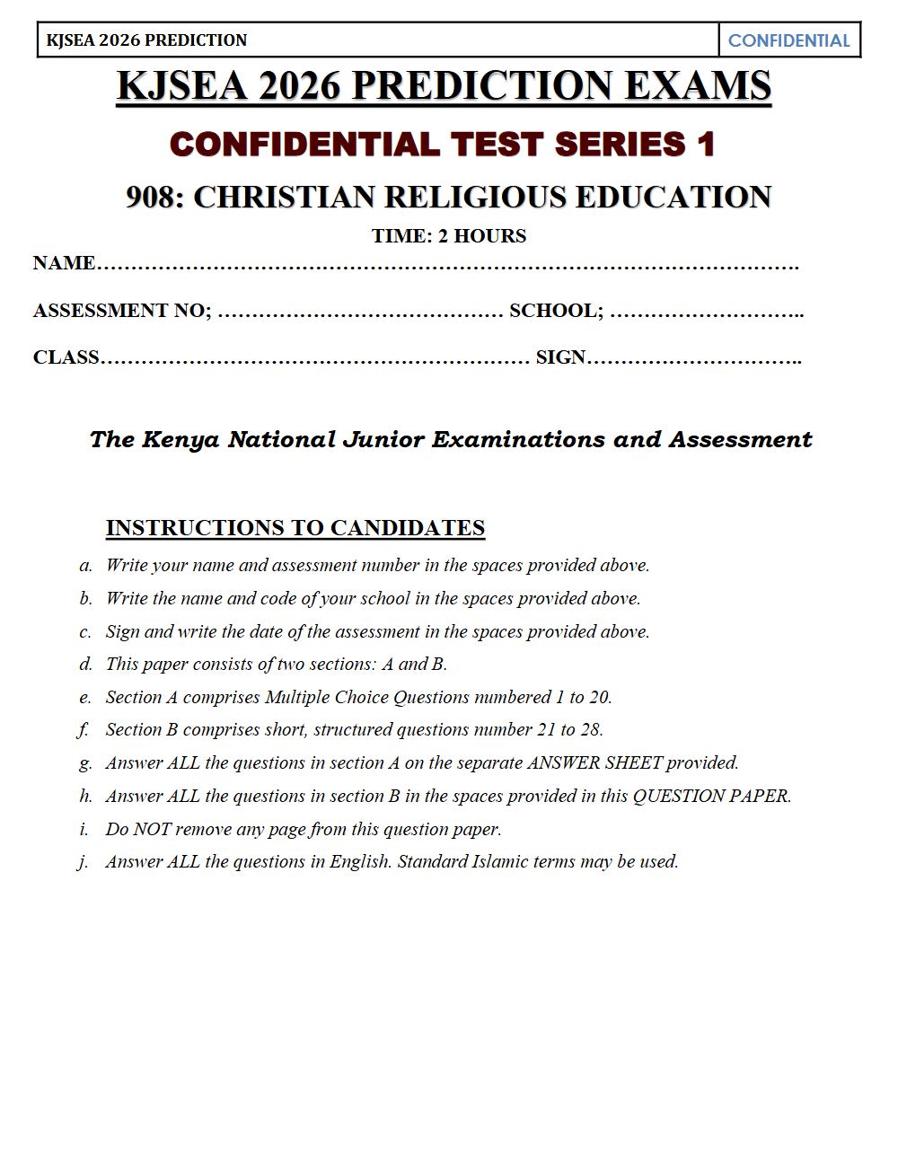 Thumbnail preview of Grade 9 CRE KJSEA Prediction 2026_10