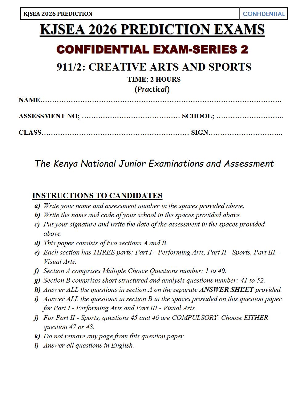 Thumbnail preview of Grade 9 Creative Arts and Sports Paper 2 KJSEA Prediction 2026_11