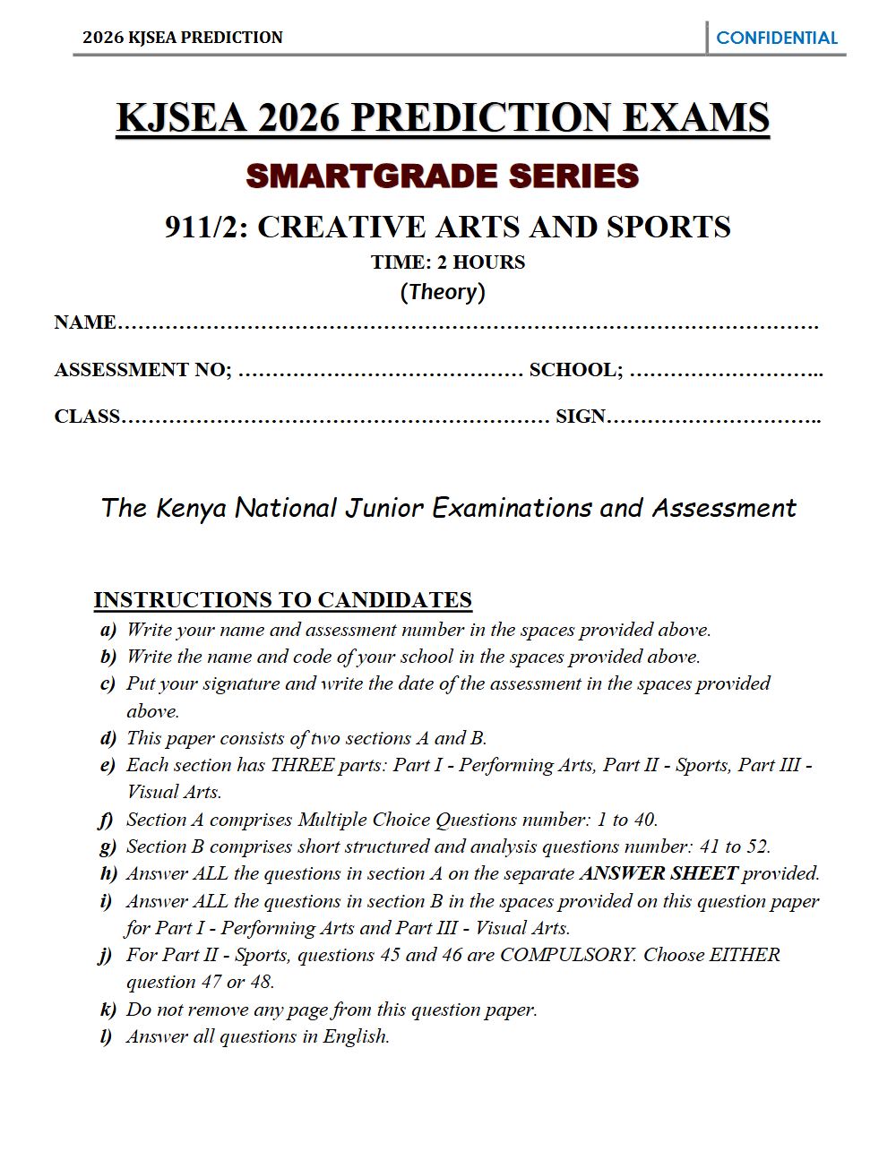 Thumbnail preview of Grade 9 Creative Arts and Sports Paper 2 KJSEA Prediction 2026_12