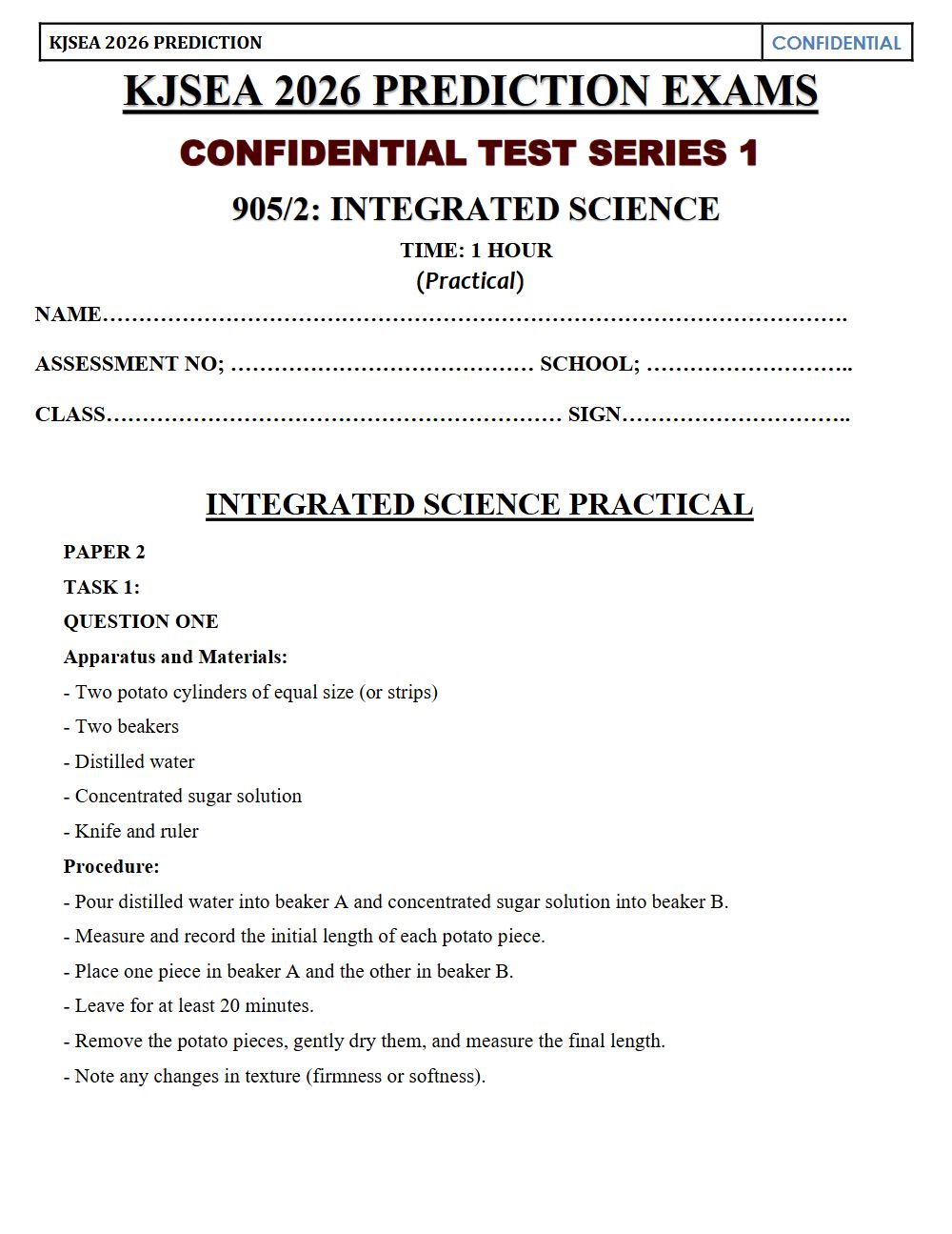 Thumbnail preview of Grade 9 Integrated Science Paper 2 KJSEA Prediction 2026_10
