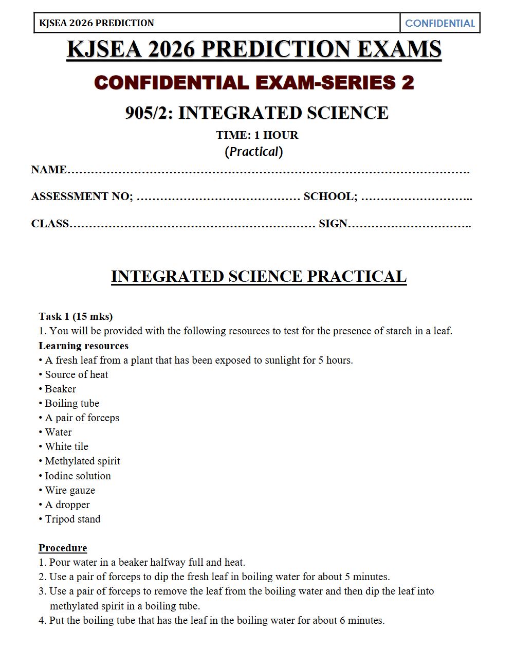 Thumbnail preview of Grade 9 Integrated Science Paper 2 KJSEA Prediction 2026_11