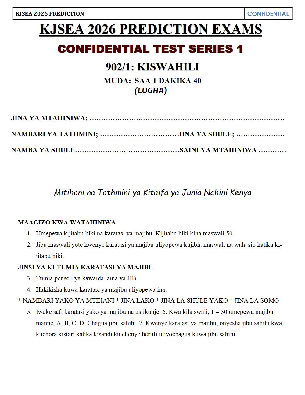 Thumbnail preview of Grade 9 Kiswahili Paper 1 KJSEA Prediction 2026_10