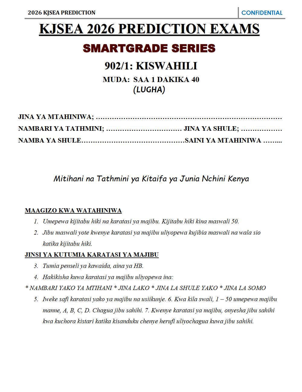 Thumbnail preview of Grade 9 Kiswahili Paper 1 KJSEA Prediction 2026_12