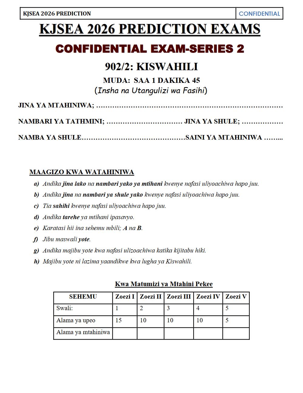 Thumbnail preview of Grade 9 Kiswahili Paper 2 KJSEA Prediction 2026_11
