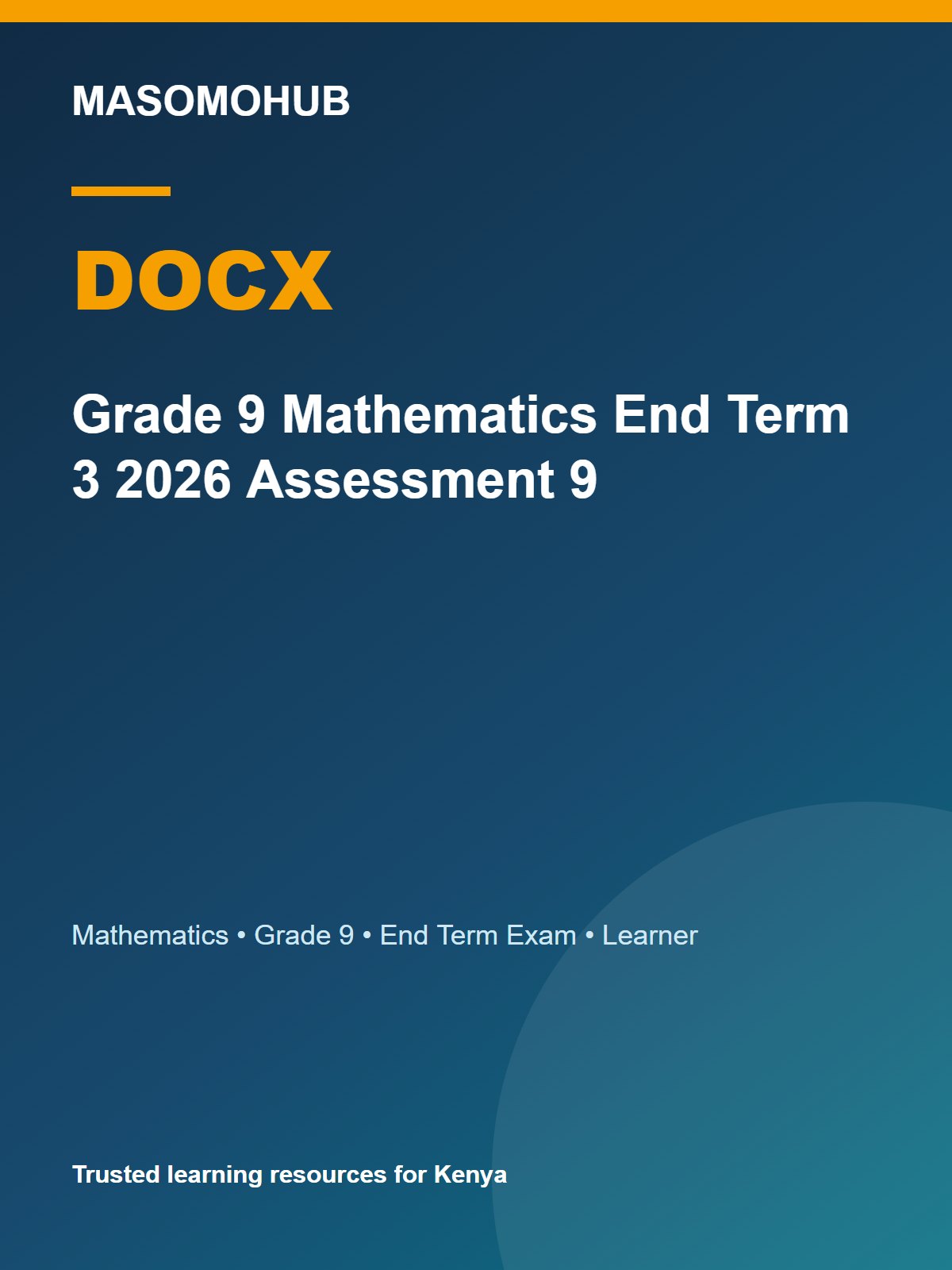 Thumbnail preview of Grade 9 Mathematics End Term 3 2026 Assessment 9
