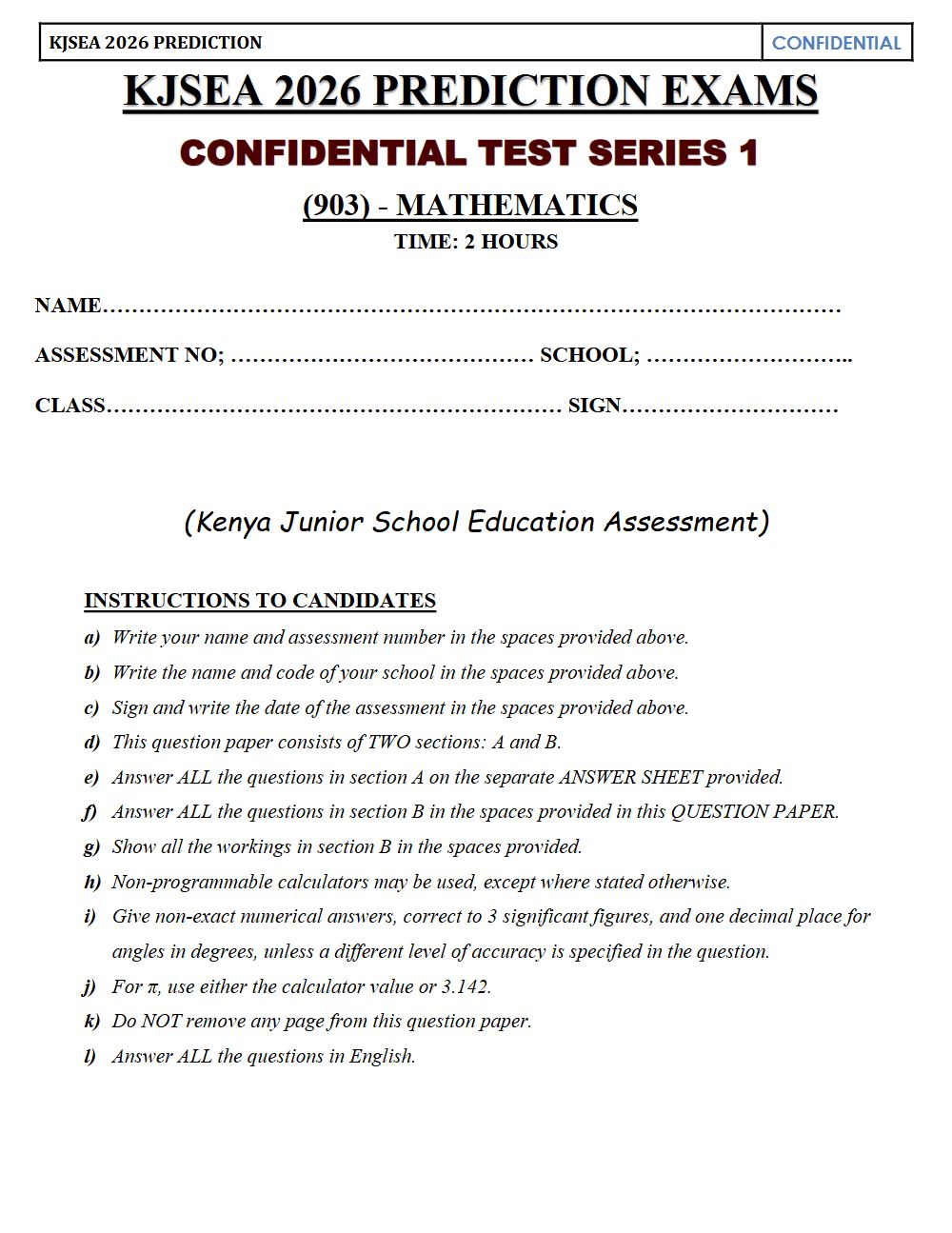 Thumbnail preview of Grade 9 Mathematics KJSEA Prediction 2026_10