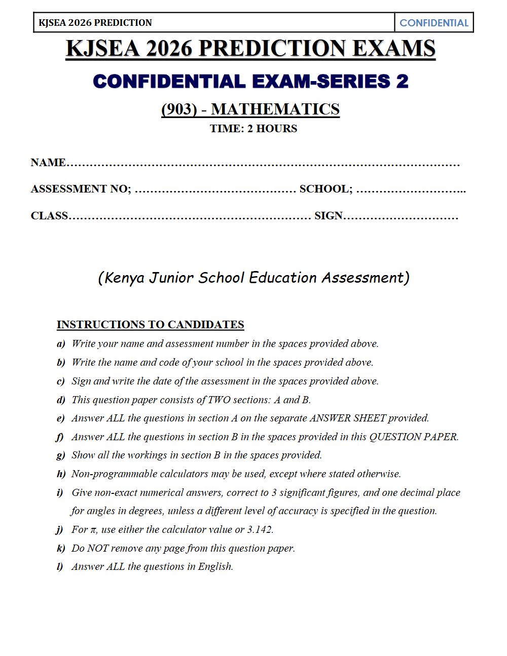Thumbnail preview of Grade 9 Mathematics KJSEA Prediction 2026_11