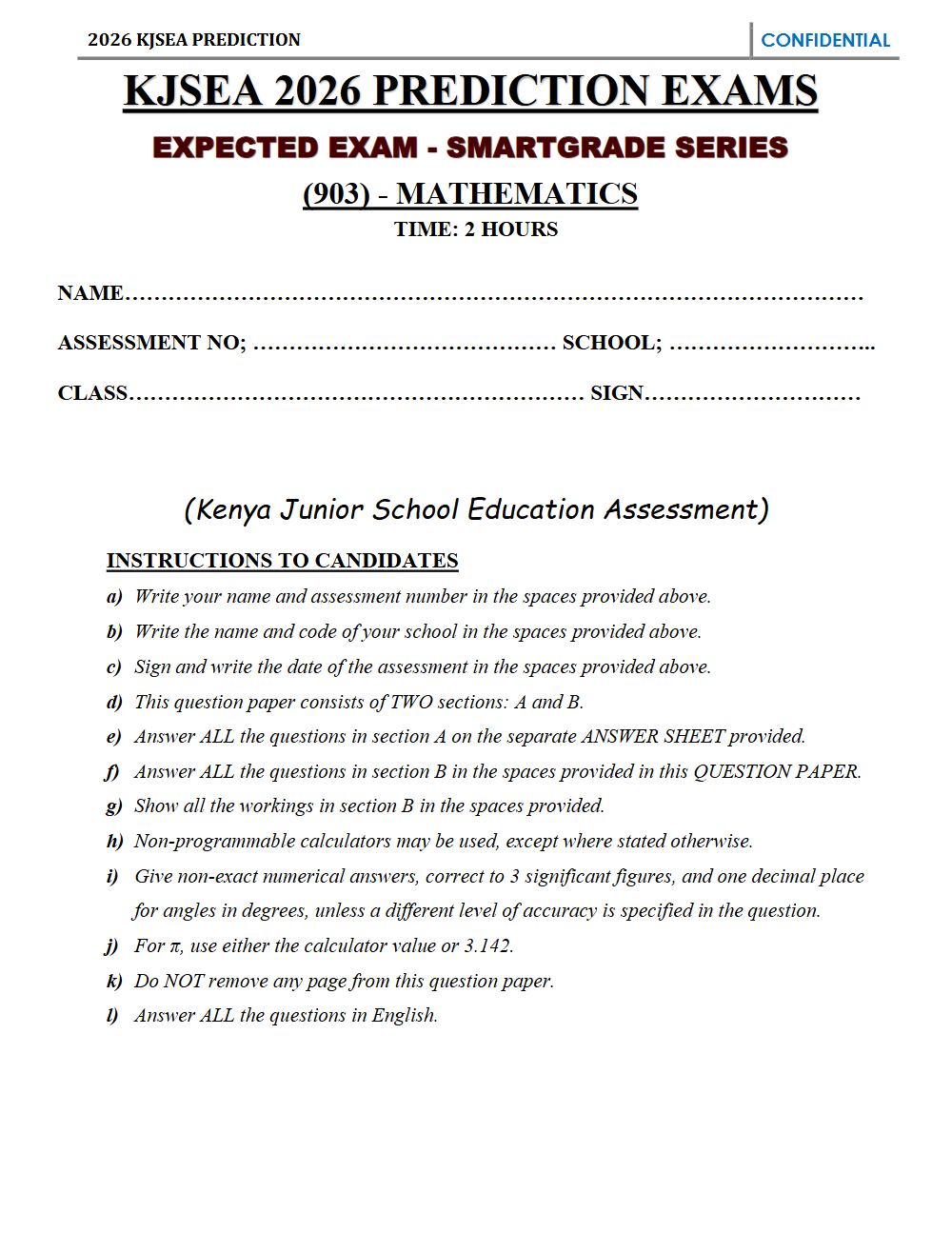 Thumbnail preview of Grade 9 Mathematics KJSEA Prediction 2026_12